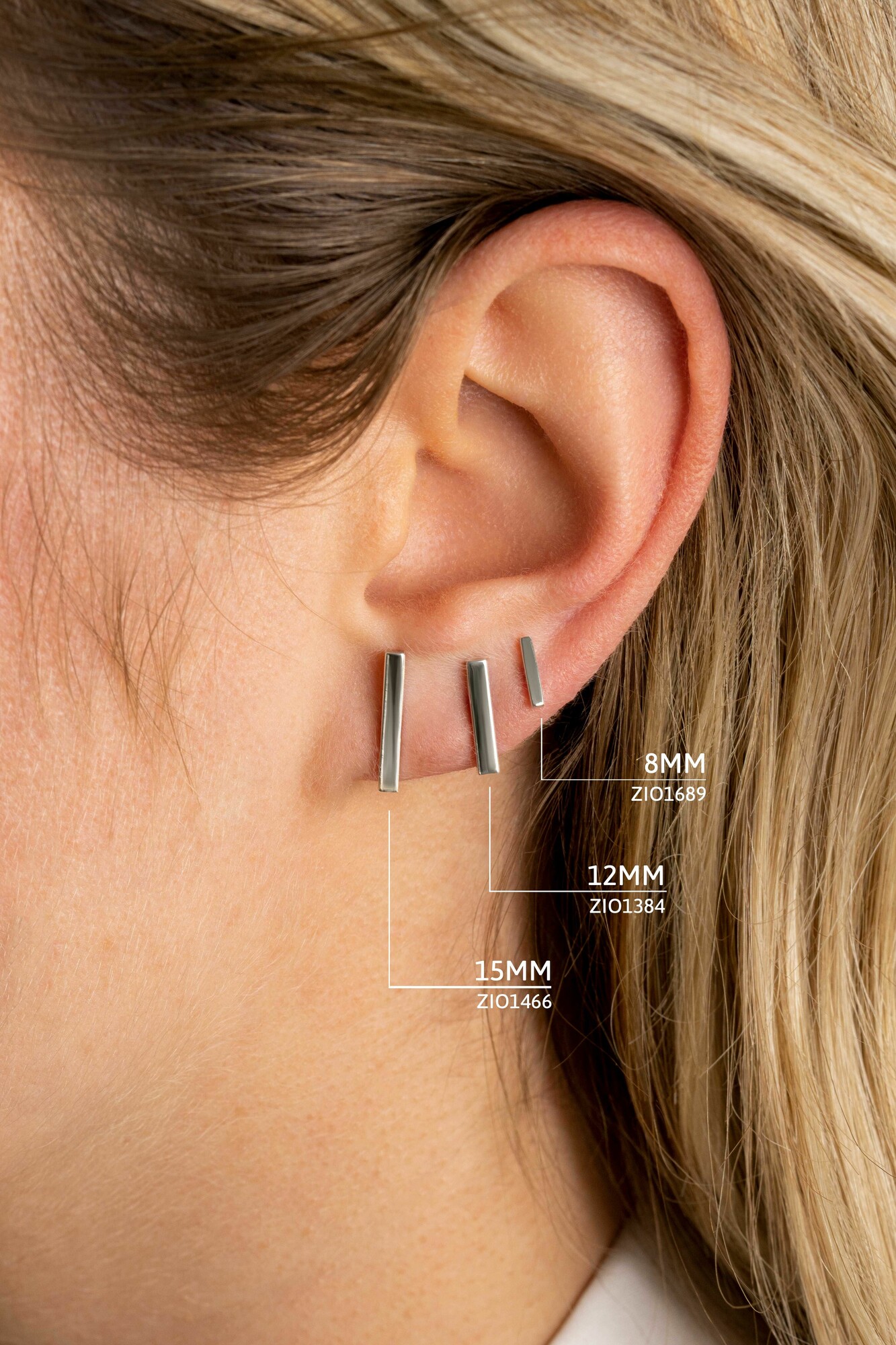 ZINZI silberne Ohrstecker glatt Stab 12mm ZIO1384