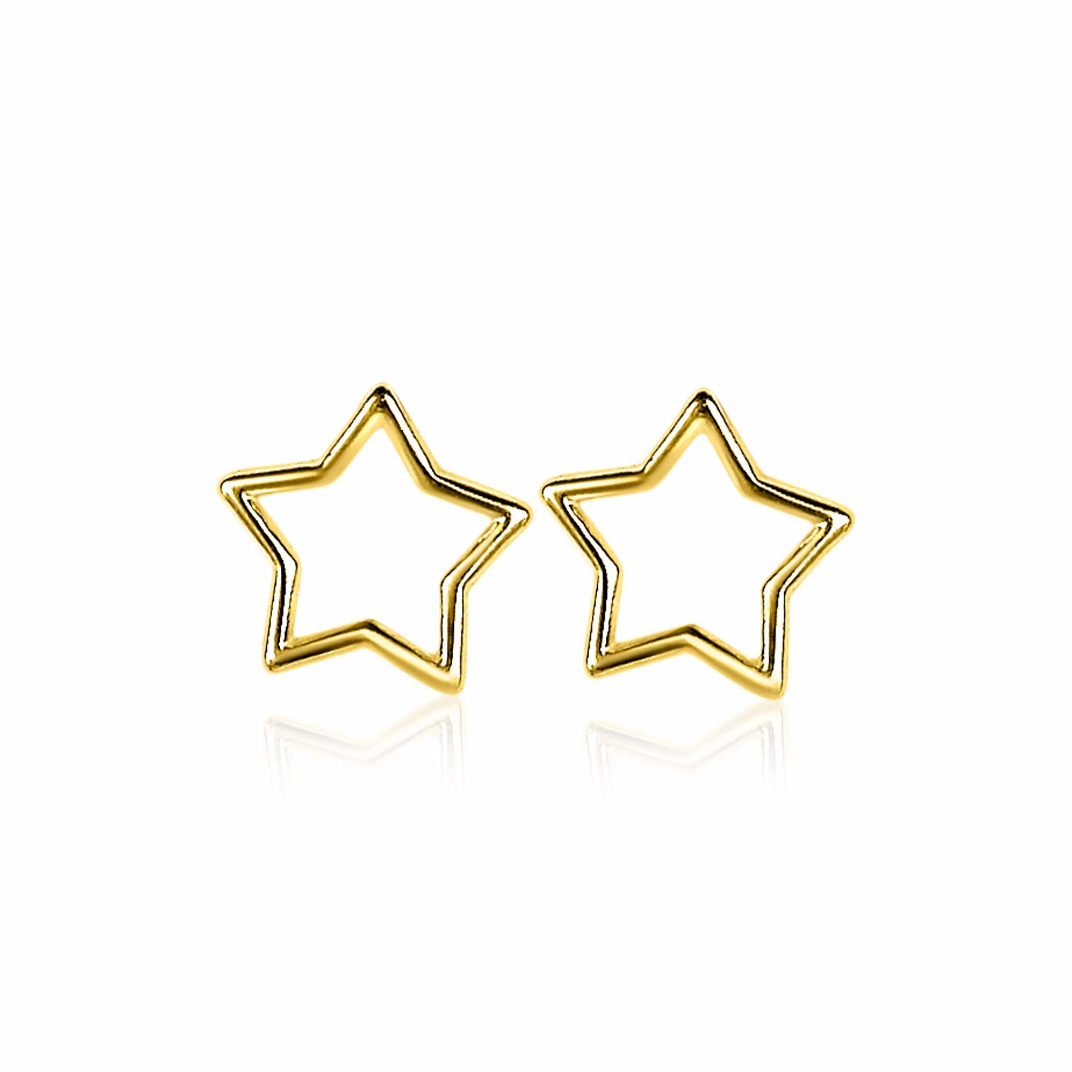 ZINZI silberne Ohrstecker 14K gelbvergoldet offen Stern 8mm ZIO2092G