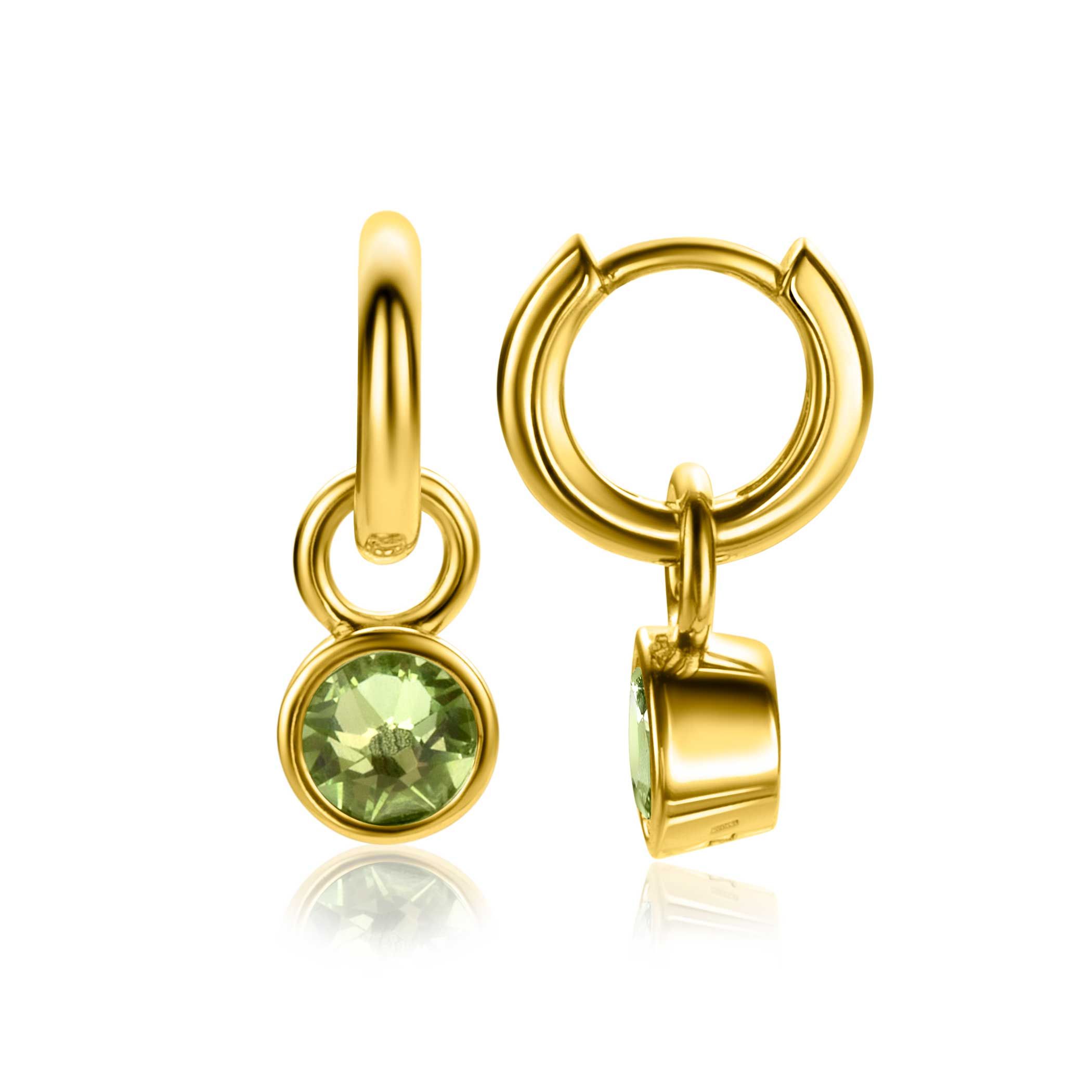 ZINZI zlv.oorbedels gg.verg. birthstones peridoot cz