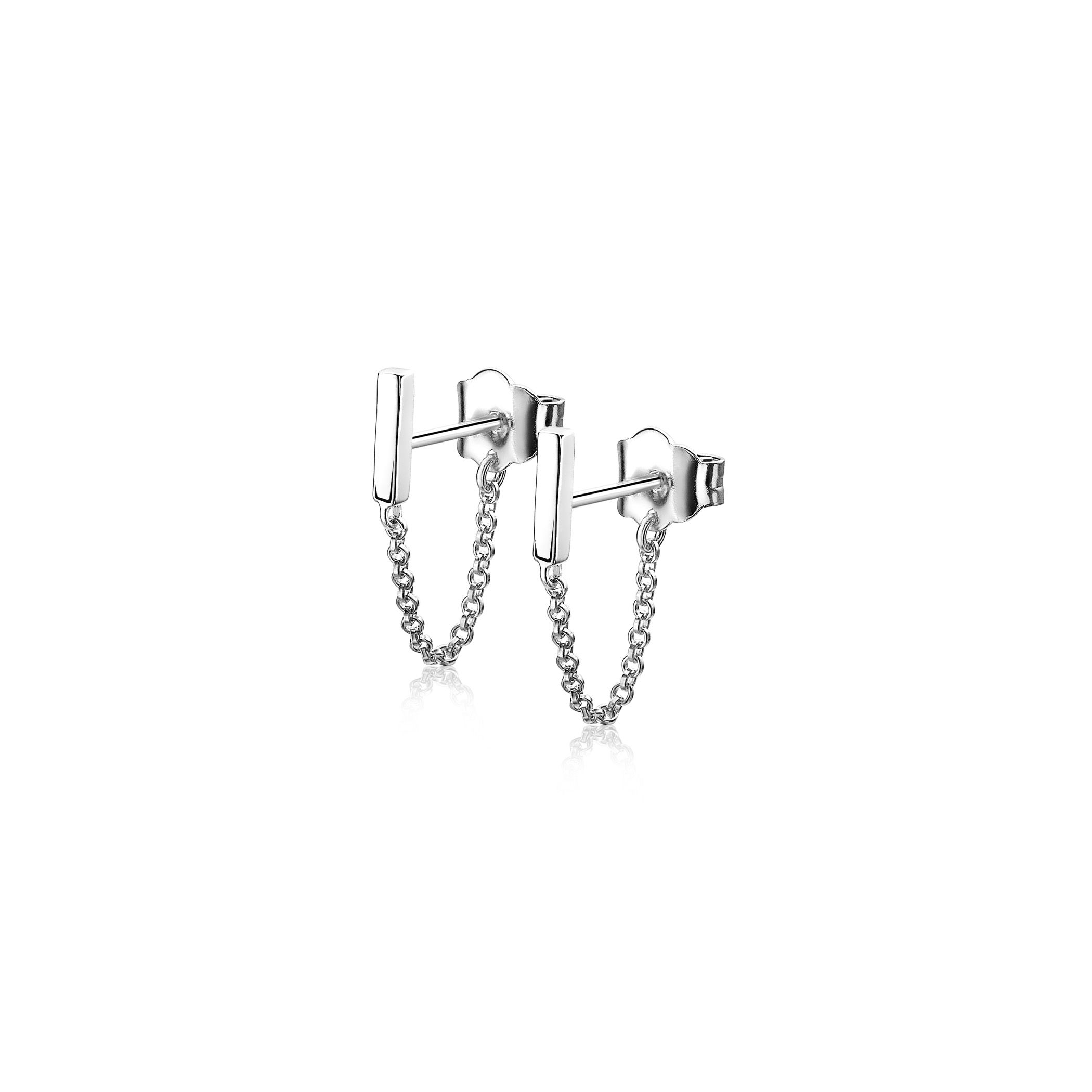 ZINZI silberne Ohrstecker mit Kette staaf ZIO1688