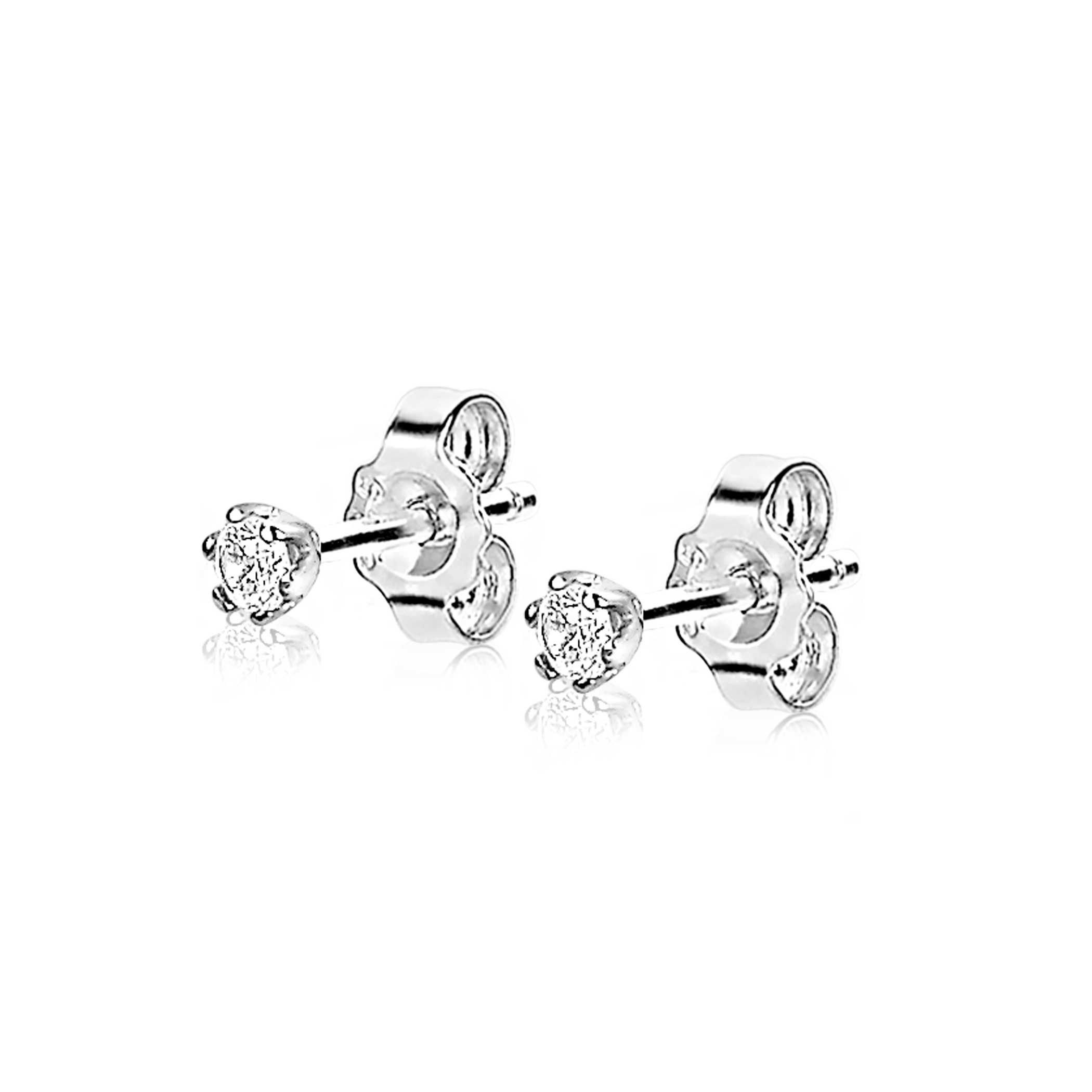 ZINZI silberne Ohrstecker 3,5mm Zirkonia  weiß Chaton Fassung ZIO1983