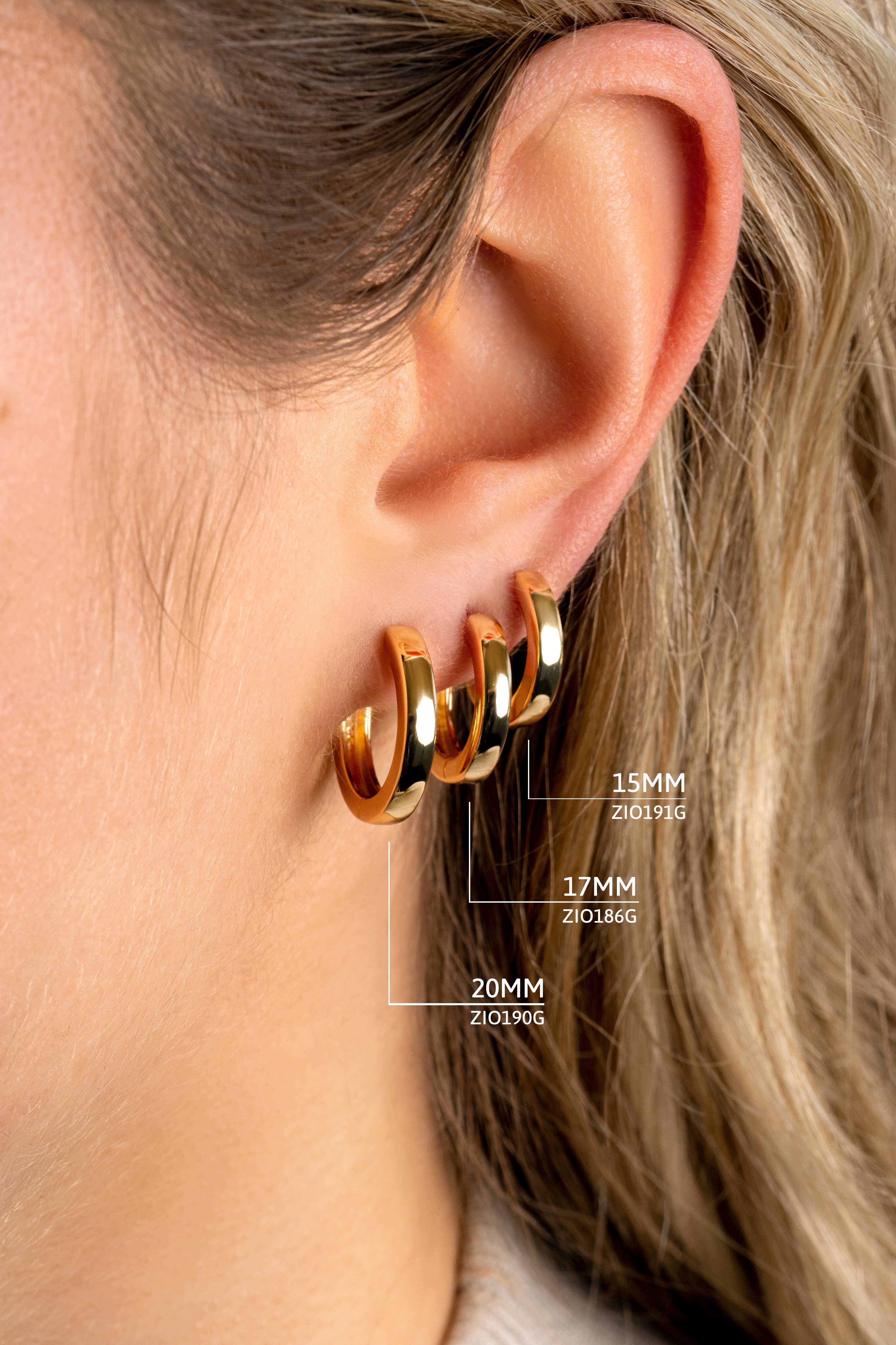 ZINZI silberne Ohrringe gelb vergoldet 17 x 3mm ZIO186G