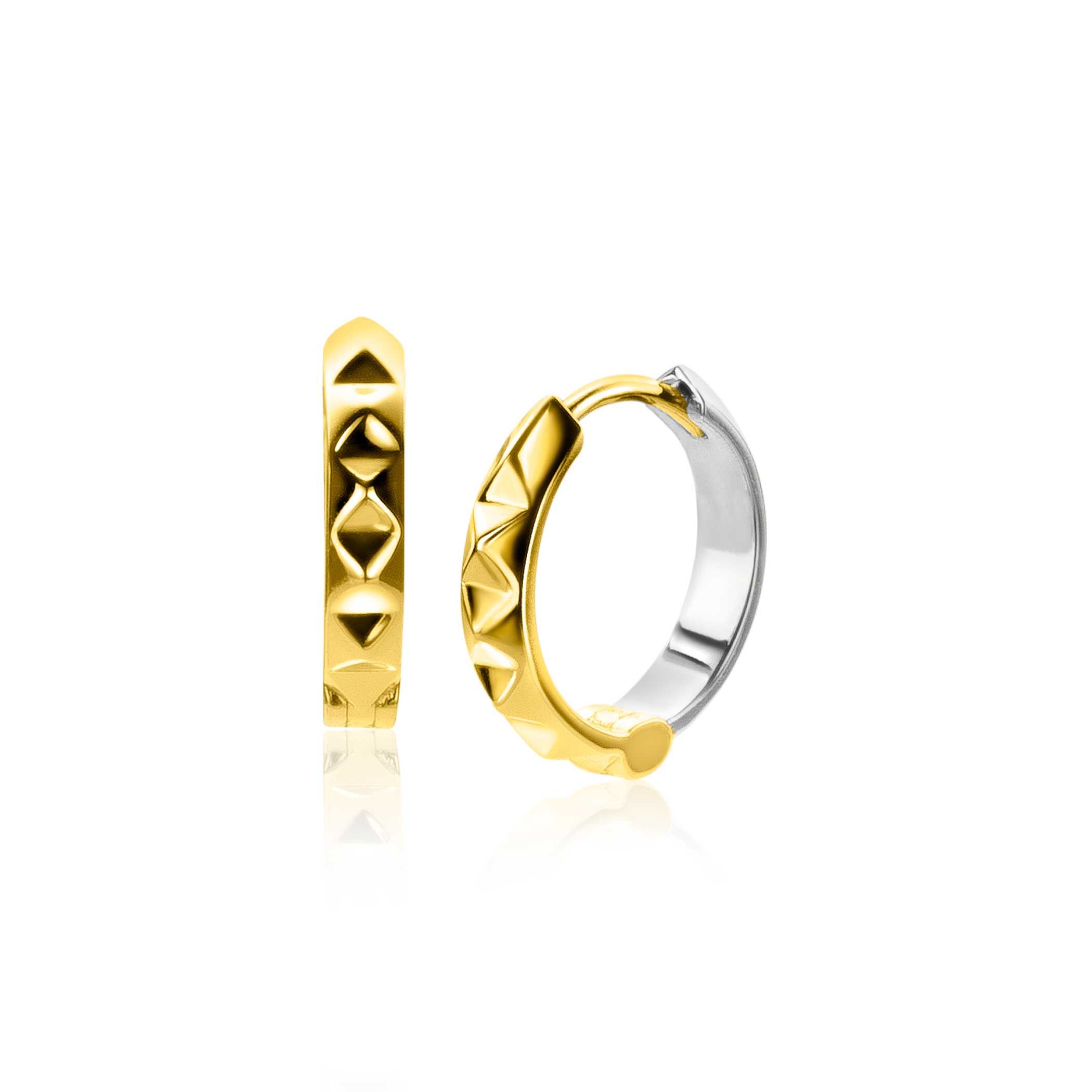 ZINZI silberne Nieten Ohrringe 14K gelb vergoldet zweifarbig 15mm ZIO2167CRG