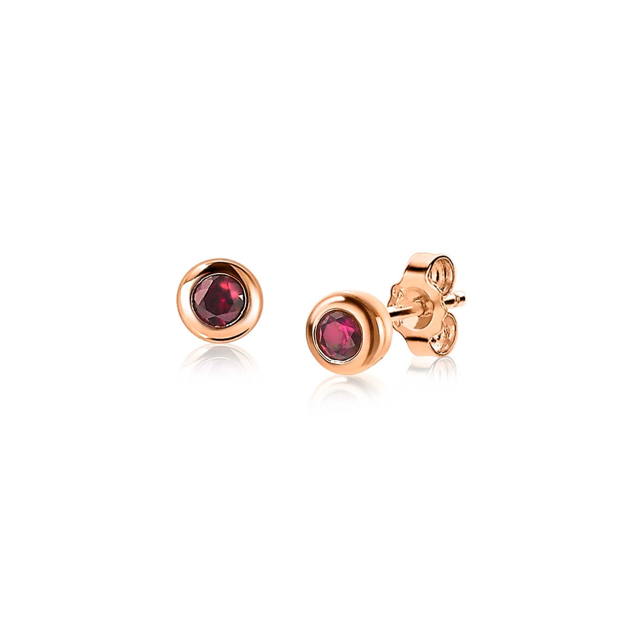 ZINZI silberne rosé vergoldete Ohrstecker 4mm roter Farbstein ZIO1177RR