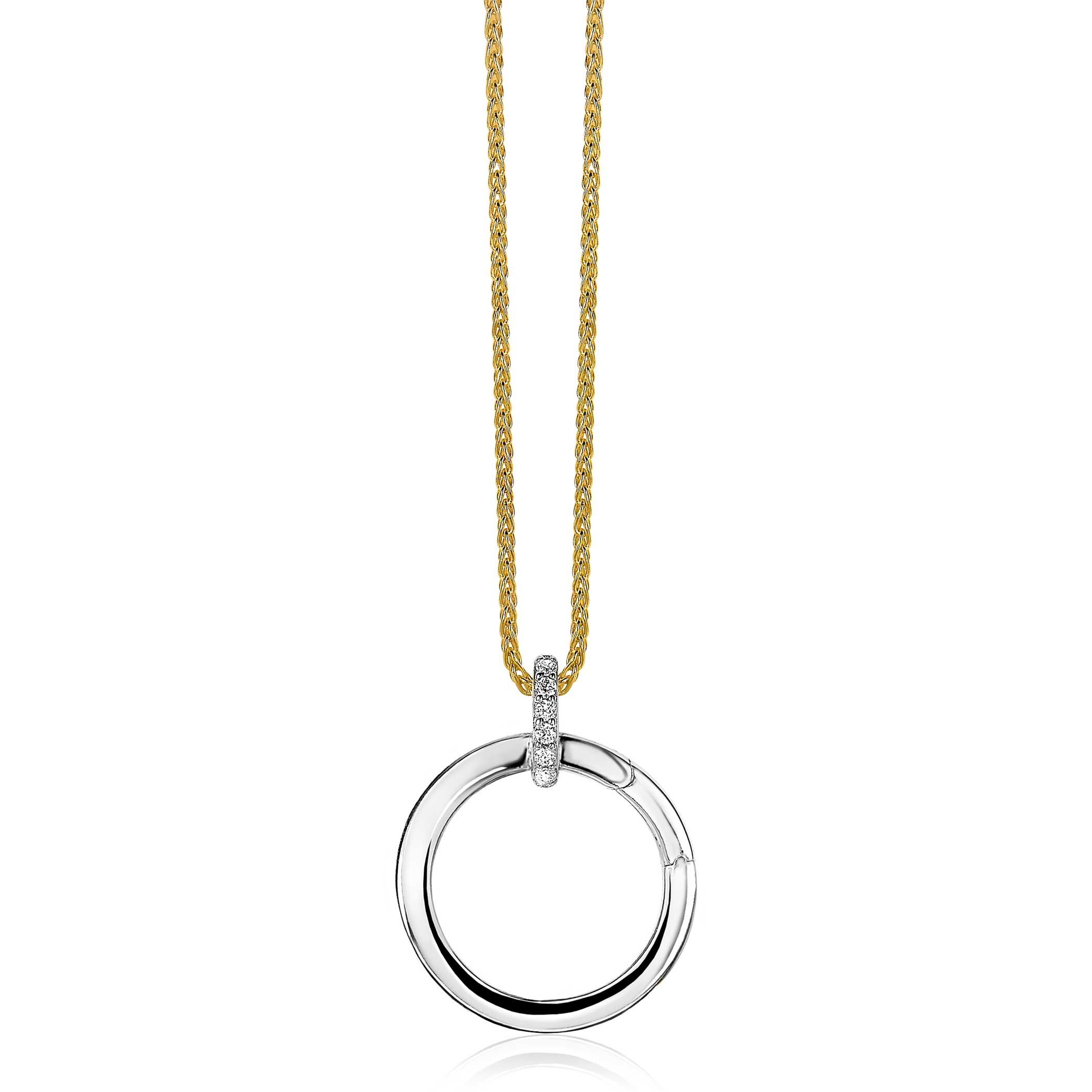 ZINZI silberner runder Anhänger 21mm mit geschlossenem Ring weiß ZIH2061