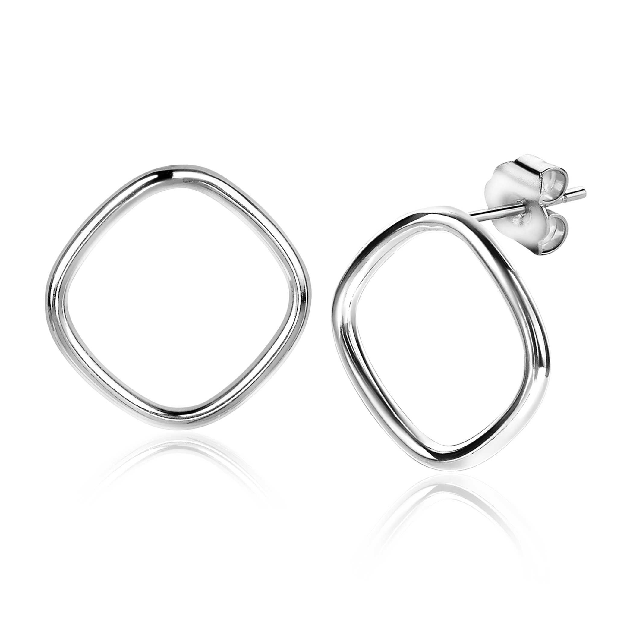 ZINZI silberne trendy Ohrstecker 23mm quadratisch offen ZIO2094
