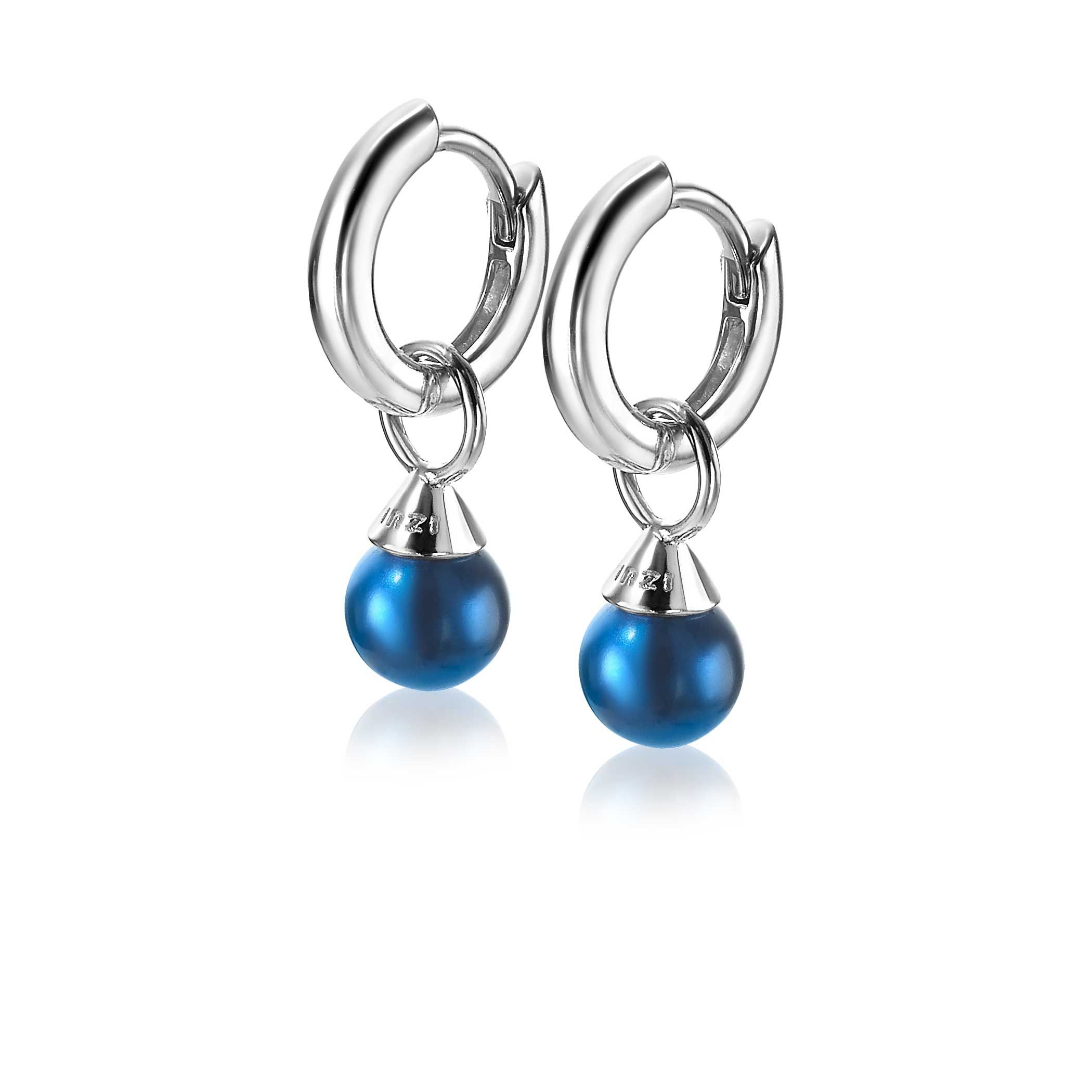 ZINZI silberne Ohrhänger Perlen blau 6mm ZICH1749B