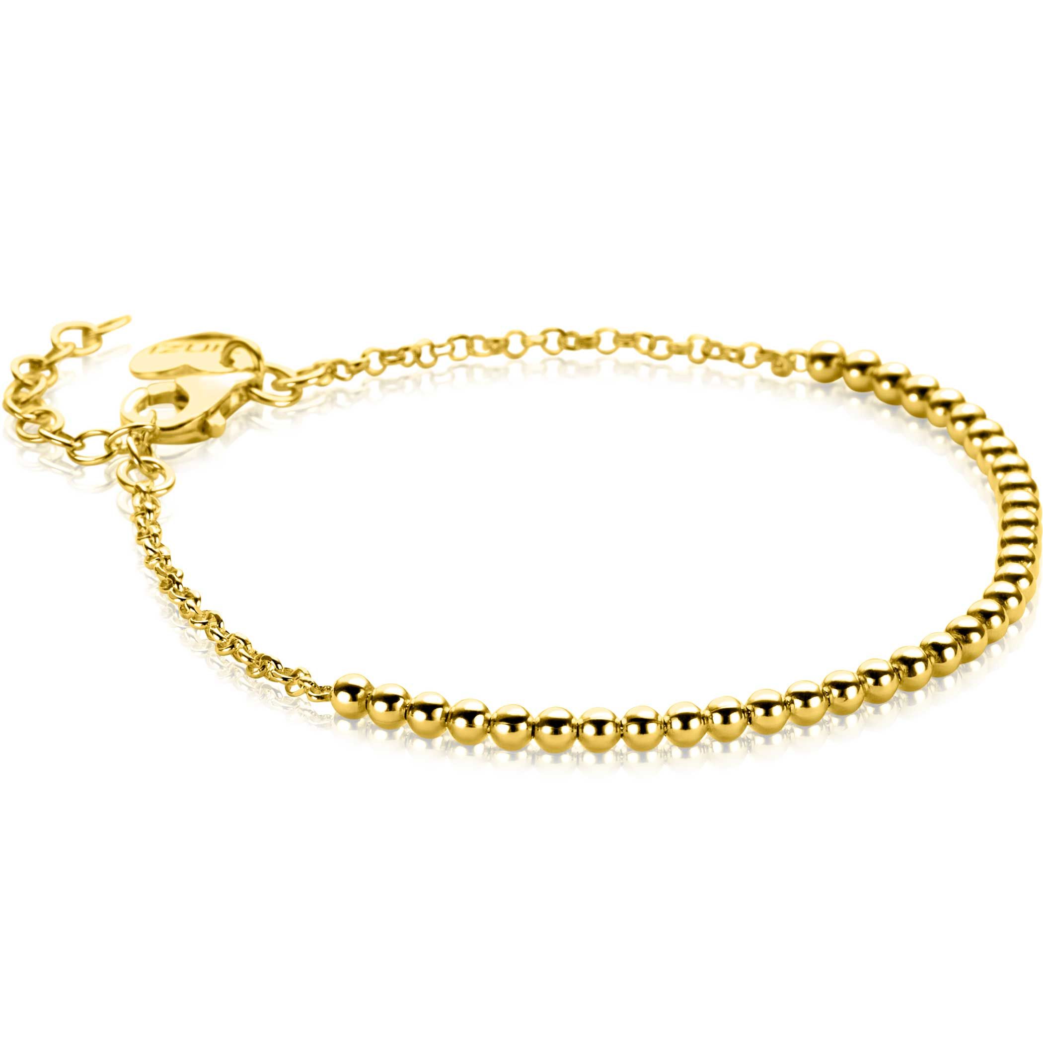 ZINZI vergoldetes Silberarmband mit Jasseron-Kugeln (2,5 mm breit) in der Mitte, 16-19 cm ZIA2640G