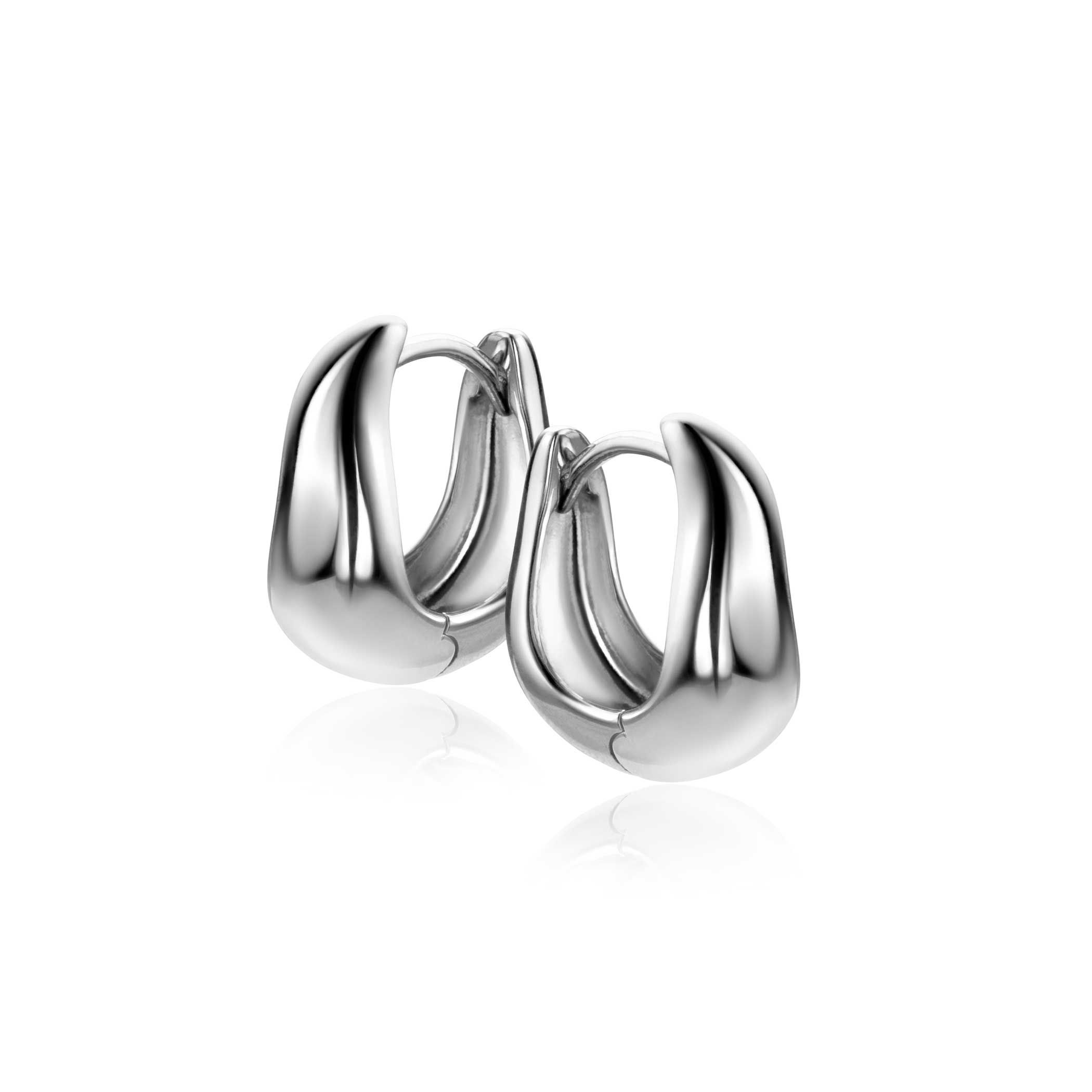 15mm ZINZI Silber Creolen organisch geformt 6,5mm breit mit Luxus-Schnappverschluss ZIO2609