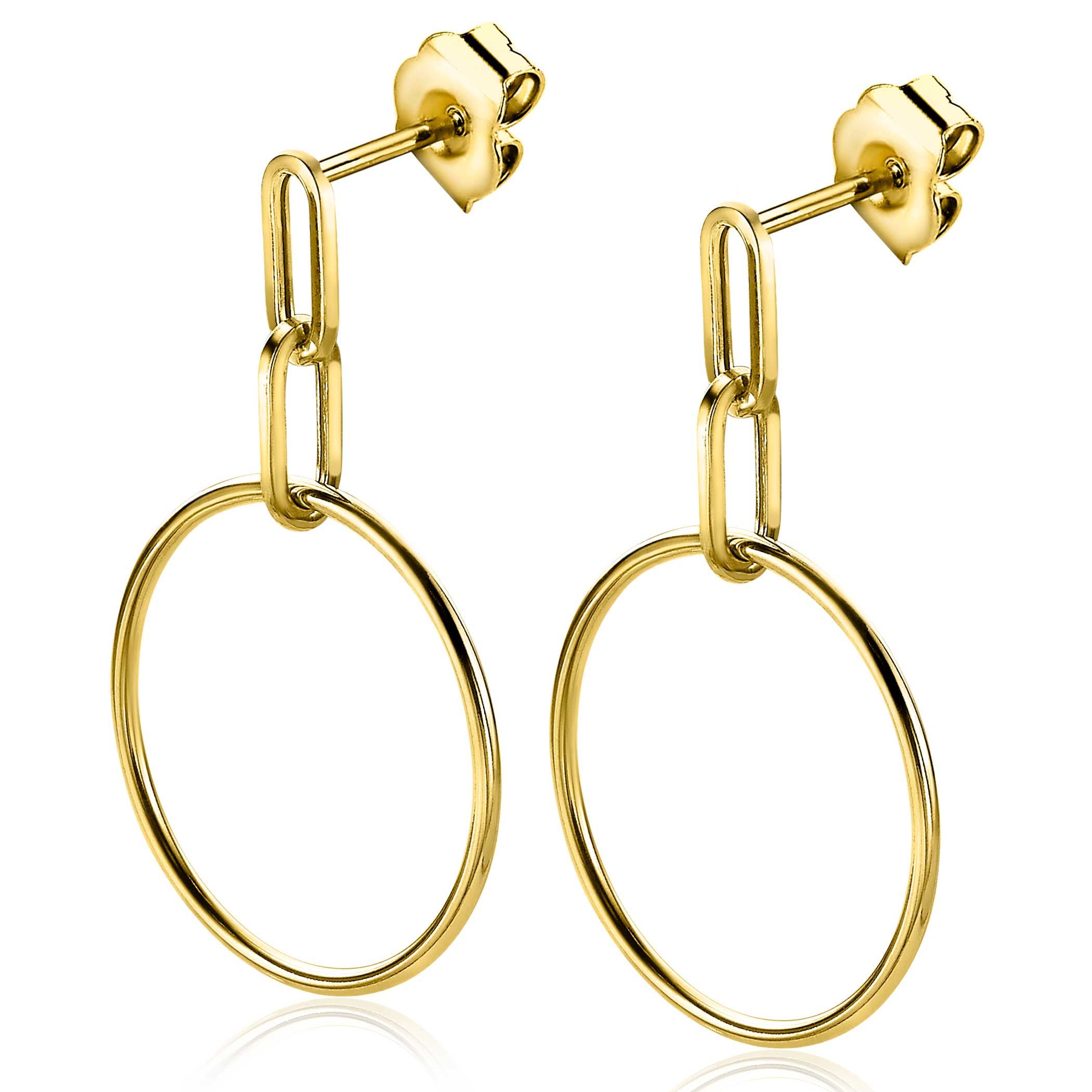 ZINZI silberne Ohrhänger 14K gelb vergoldet 45mm runde Kreis 28mm ZIO2163G