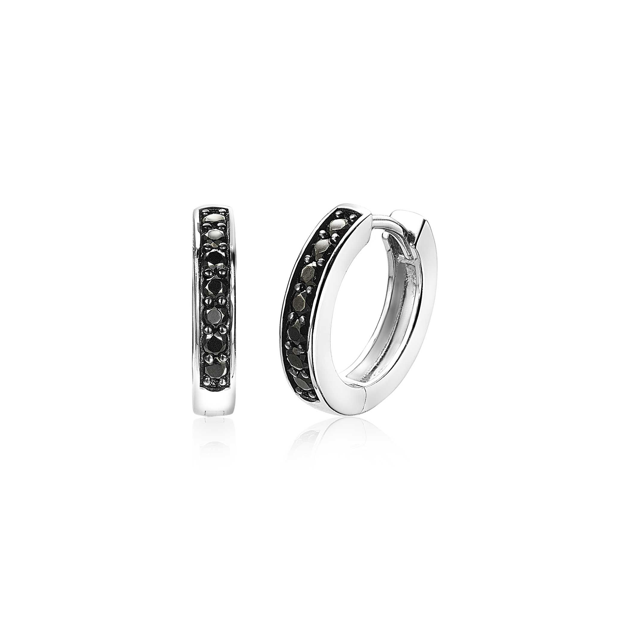 Zinzi silberne Kreolen 15 x 3mm schwarz ZIO191B