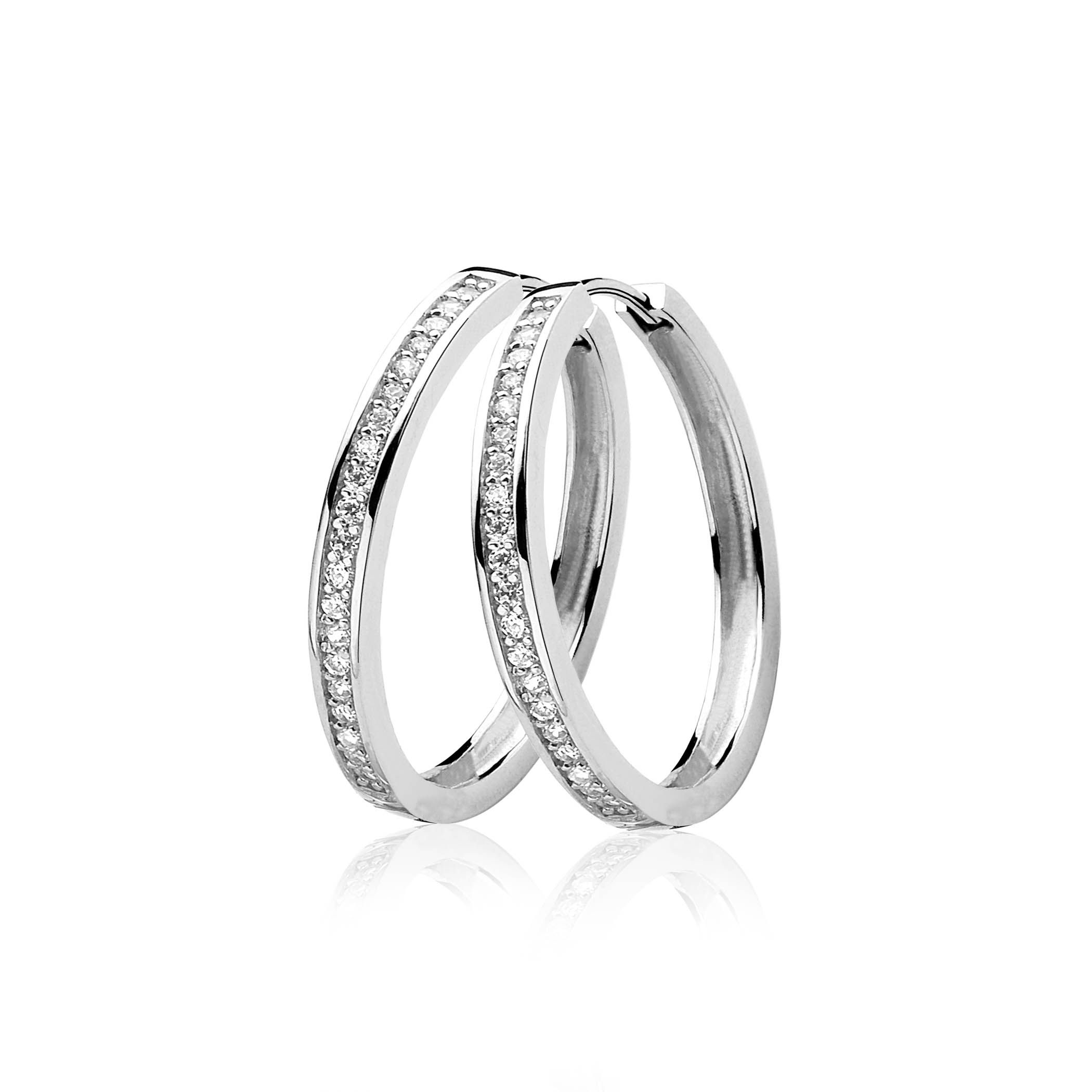 Zinzi silberne Kreolen 28 x 3mm  weiß ZIO193Z