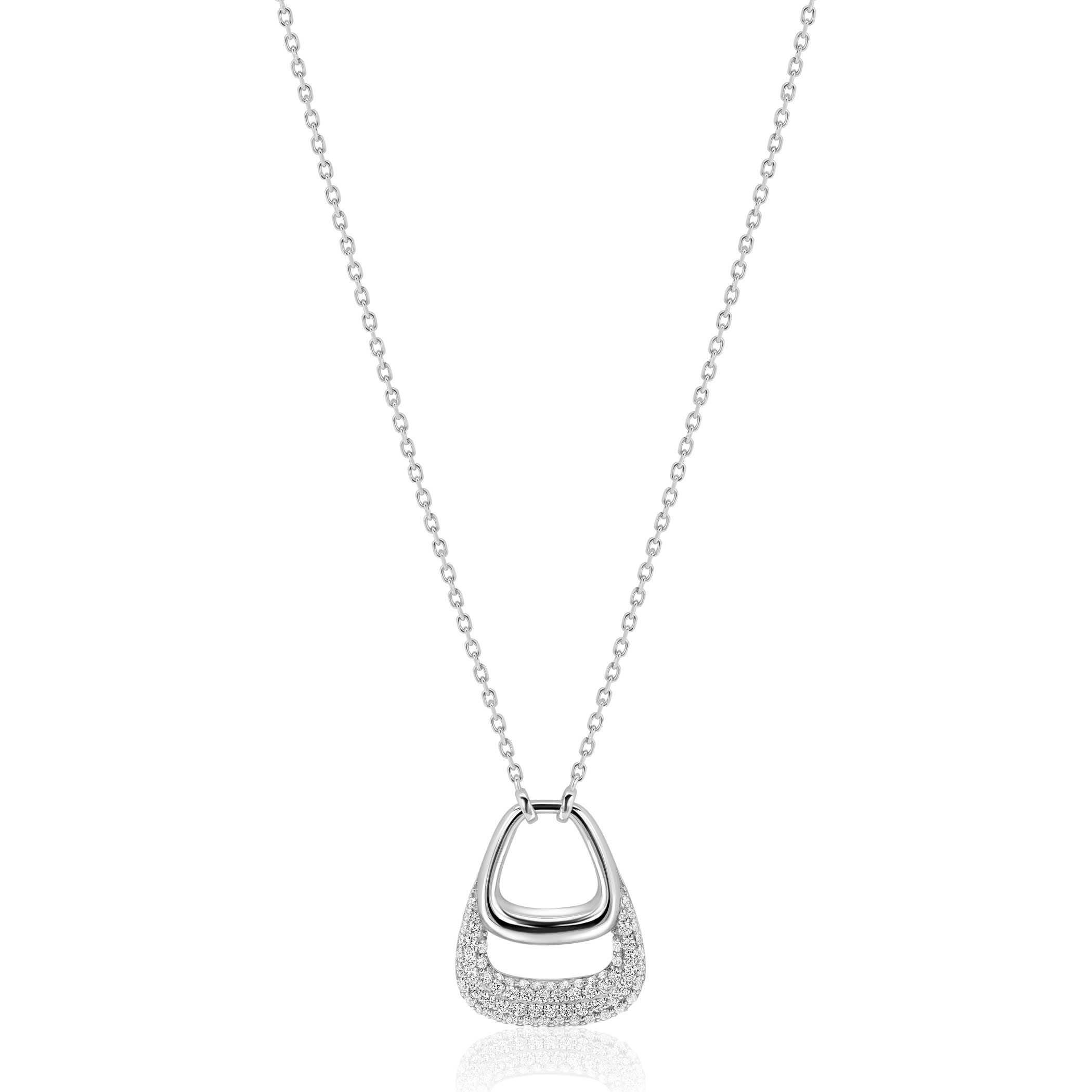 ZINZI zlv. collier met luxe hanger glad en pave zirc.