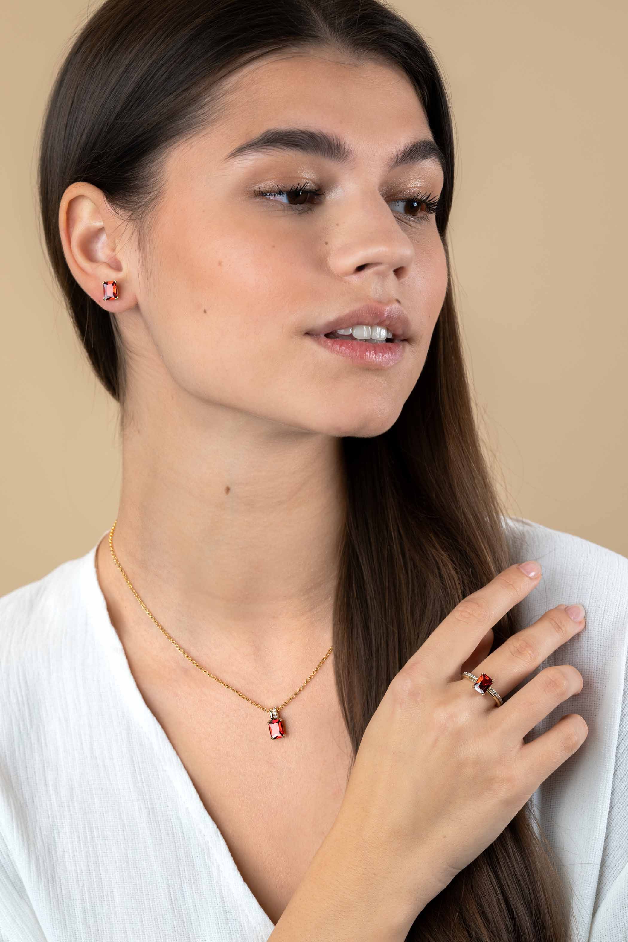 ZINZI zlv. ring gg.verg. rechthoek rood en zirc.mt.60
