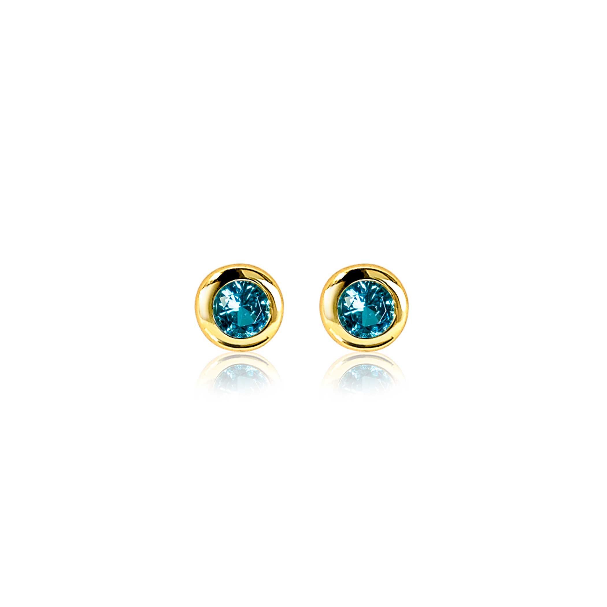 ZINZI zlv. oorkn. gg.verg.birthstones aquamarijn cz