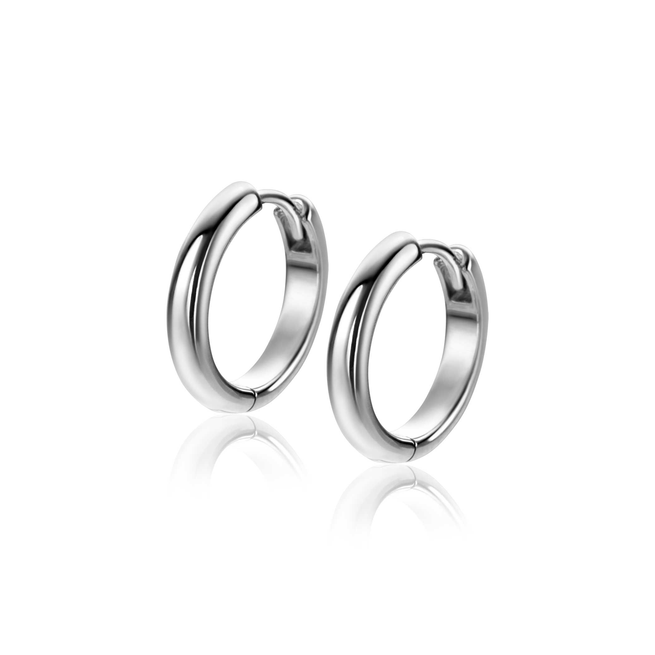 16mm ZINZI Silber Creolen mit runder Röhre 3mm mit Luxus-Schnappverschluss ZIO2601