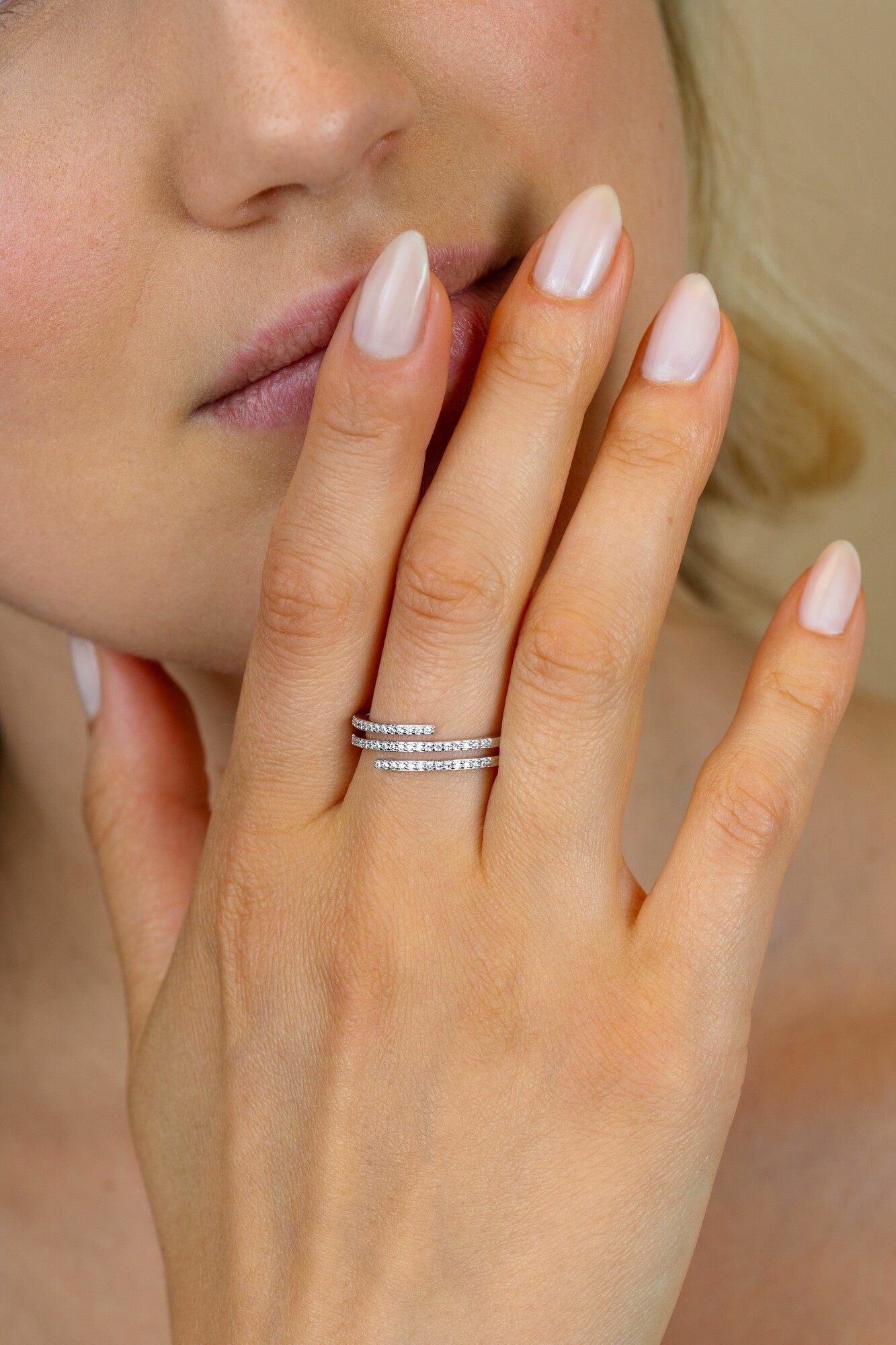 ZINZI zlv. ring slagmodel 3 banen zirconia's mt.62