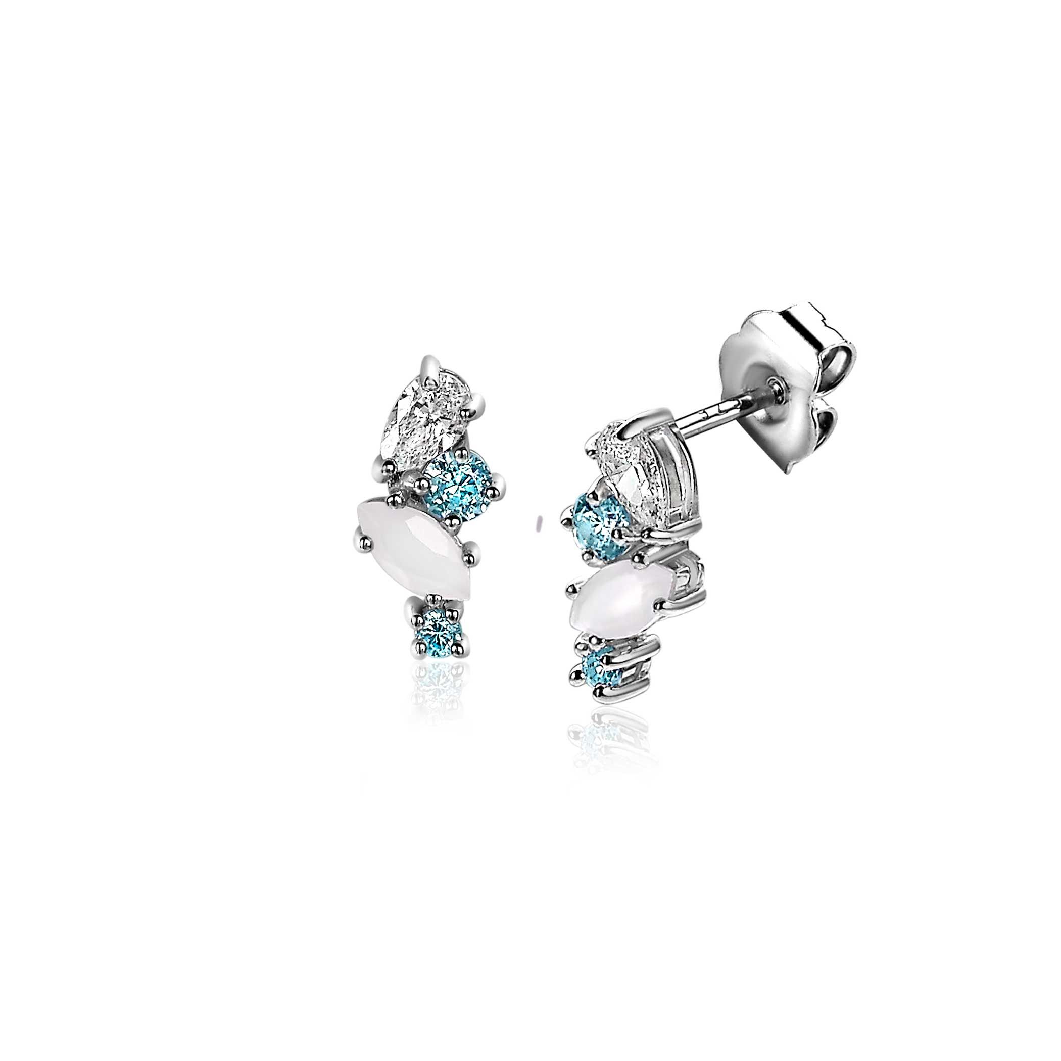 ZINZI silbernes Fantasie Ohrstecker 13mm hellblau und weiß ZIO2189