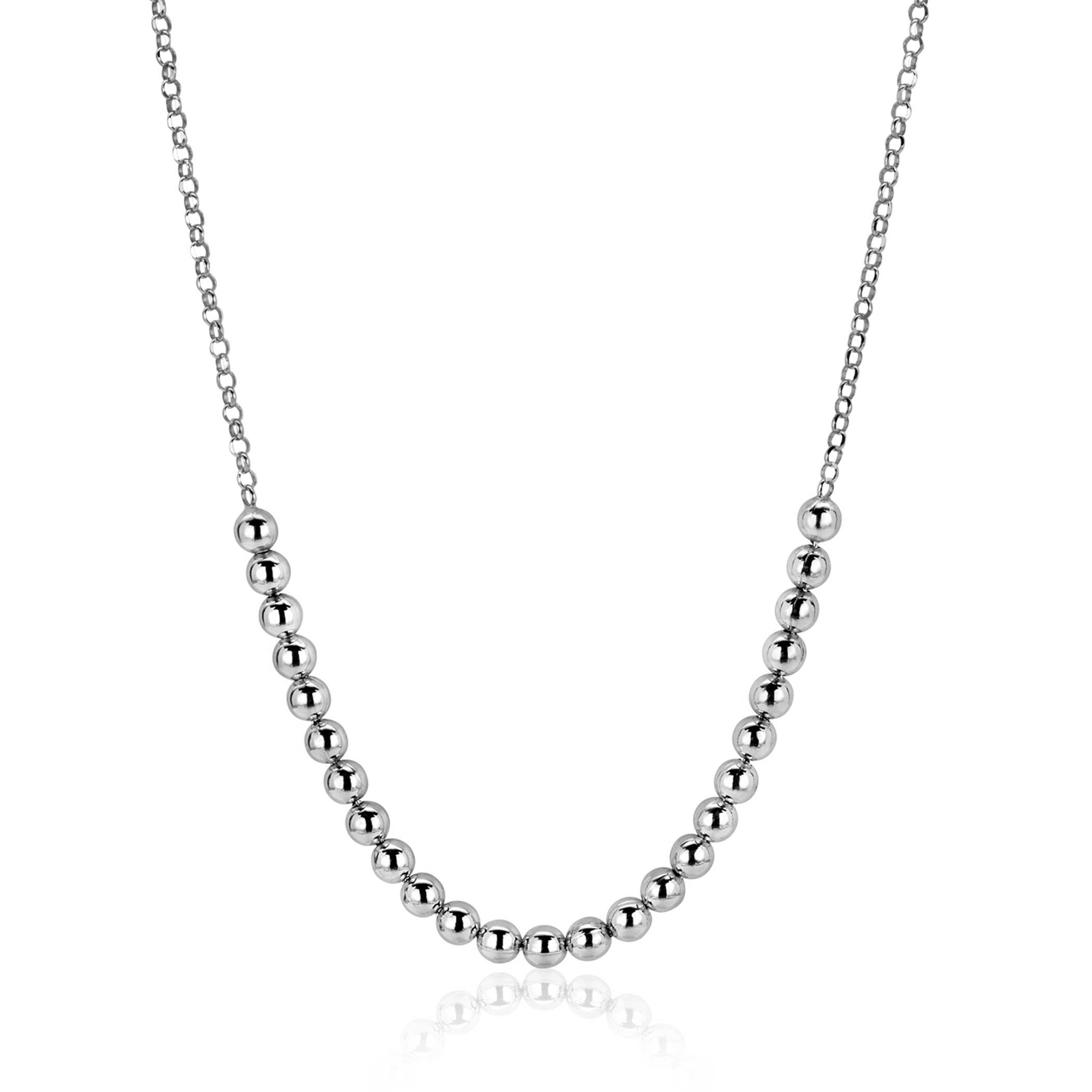ZINZI Silberkette mit Kugelgliedern in der Mitte, 4 mm breit, 42-45 cm ZIC2659