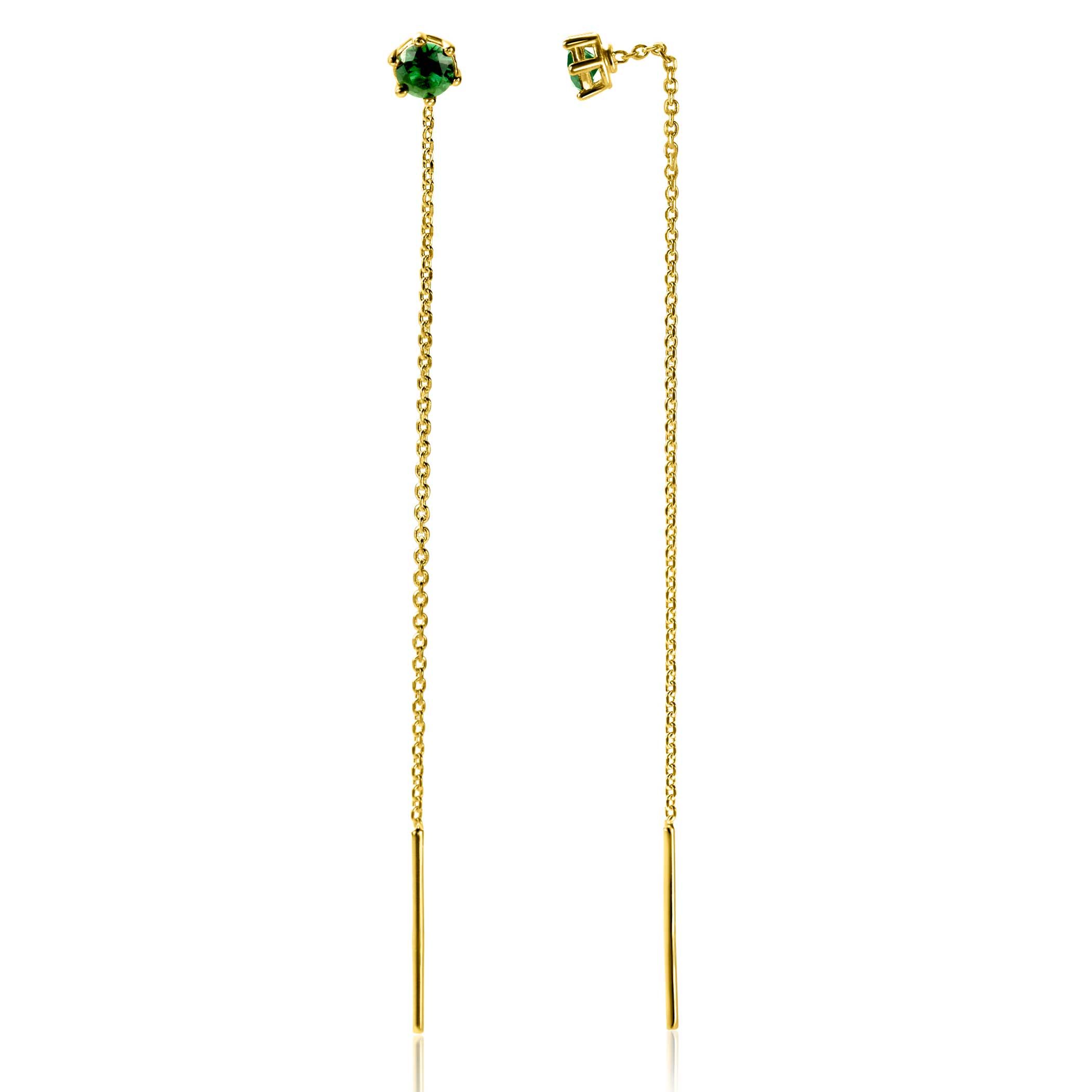 ZINZI zlv. doortrek oorsieraden gg.verg.met groen cz
