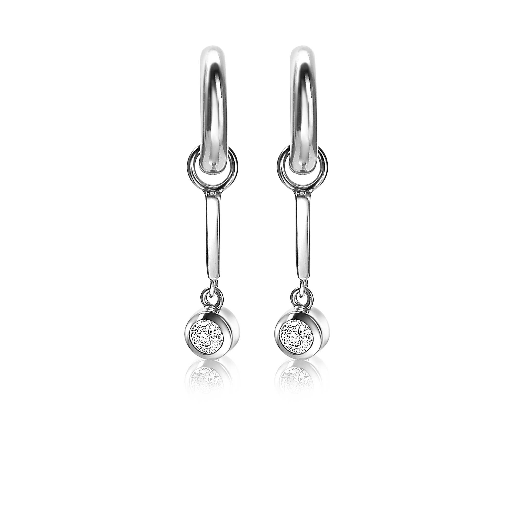 ZINZI silberne Ohrhänger Stab 19mm  weiße Zirkonia Charm ZICH1953