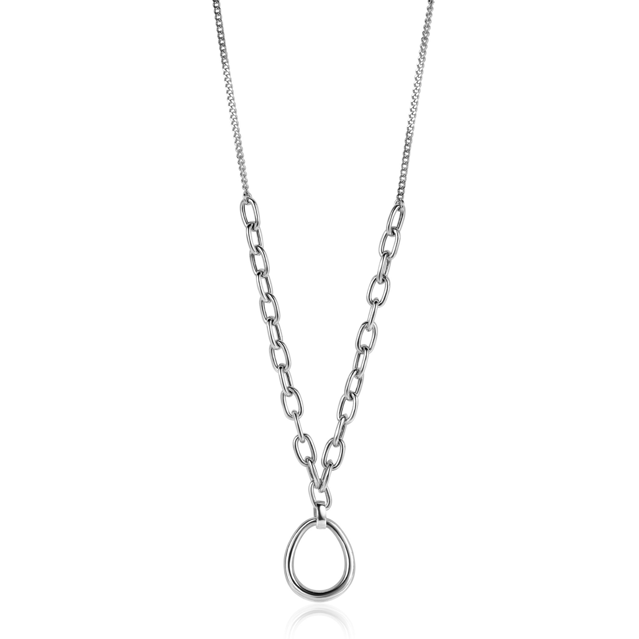 ZINZI zlv. collier met ovale tussenschakels en hanger
