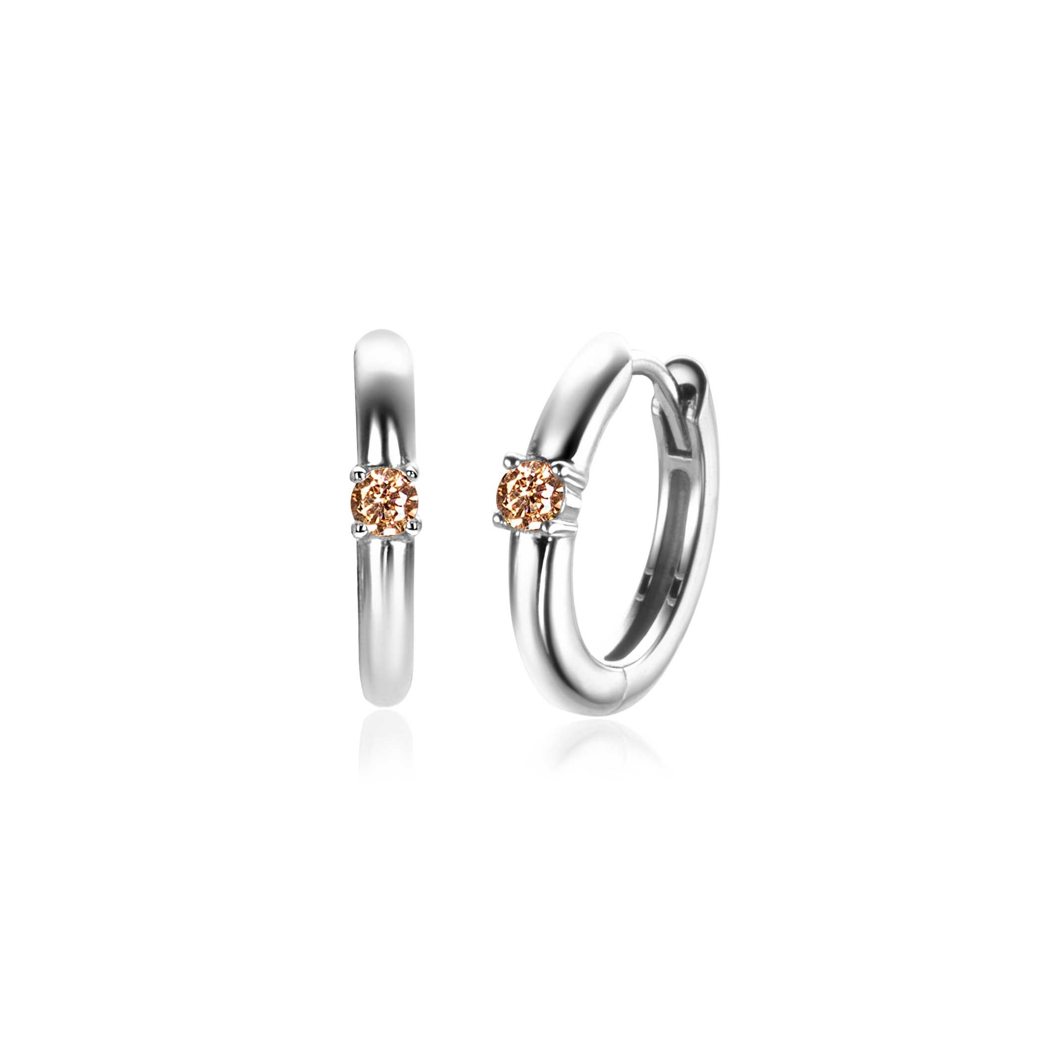 ZINZI zlv. oorringen birthstones citrien cz