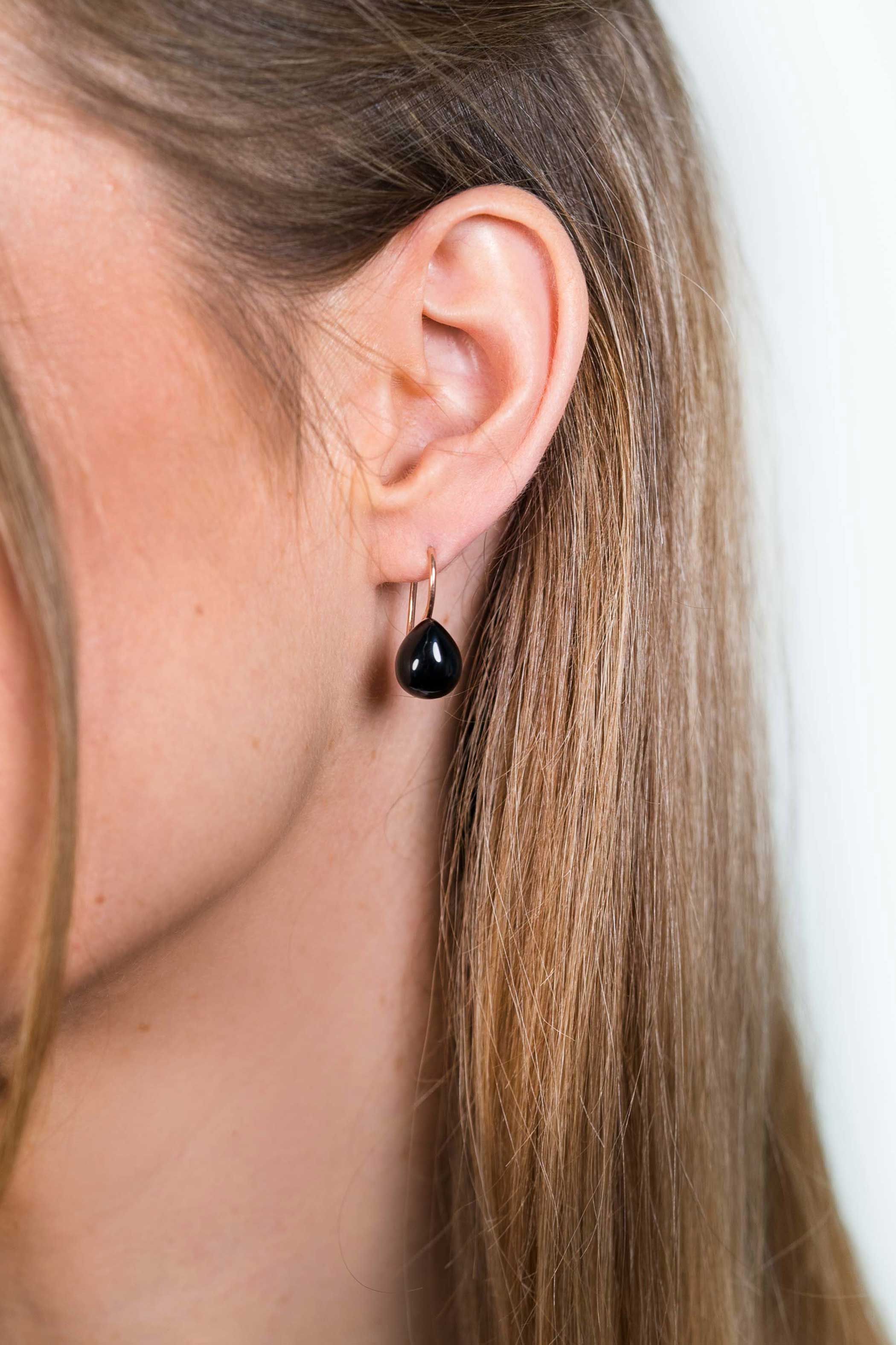 ZINZI silberne Ohrhänger rosé vergoldet schwarz Birnenform 22mm ZIO1934RZ