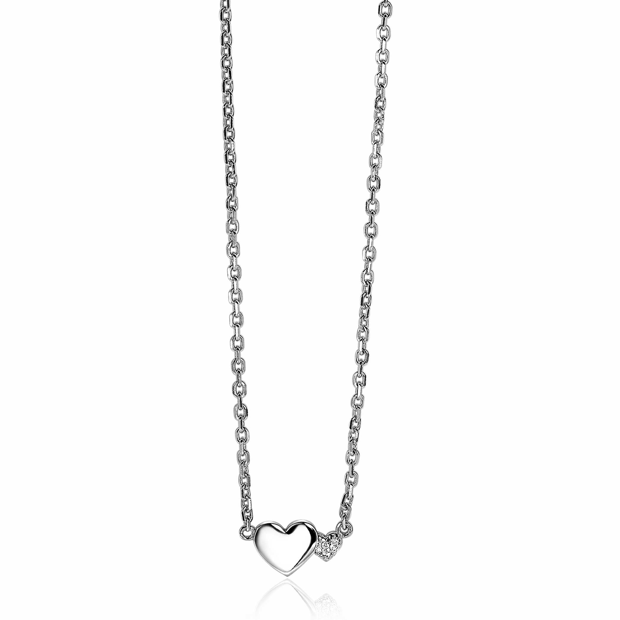 ZINZI silberne Kette mit Herzen Zirkonias/Silber 42-45cm ZIC2137