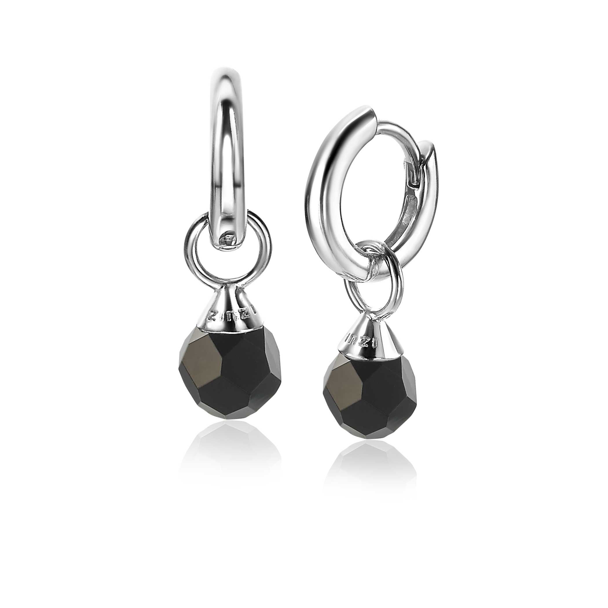 ZINZI silberne Ohrhänger schwarze Perle 6mm ZICH1749Z