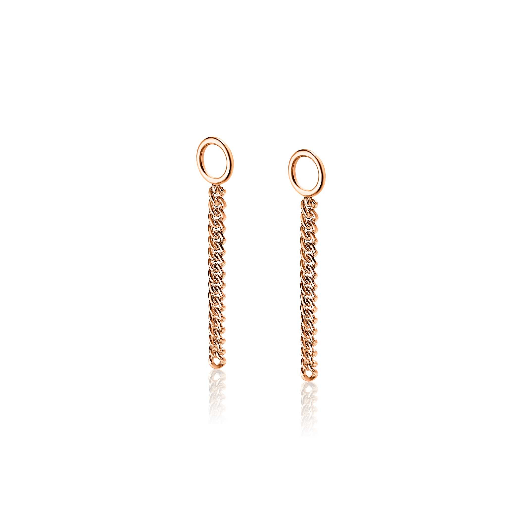 ZINZI silberne Ohrhänger rosé vergoldet Gourmet Kette 30mm ZICH1694R