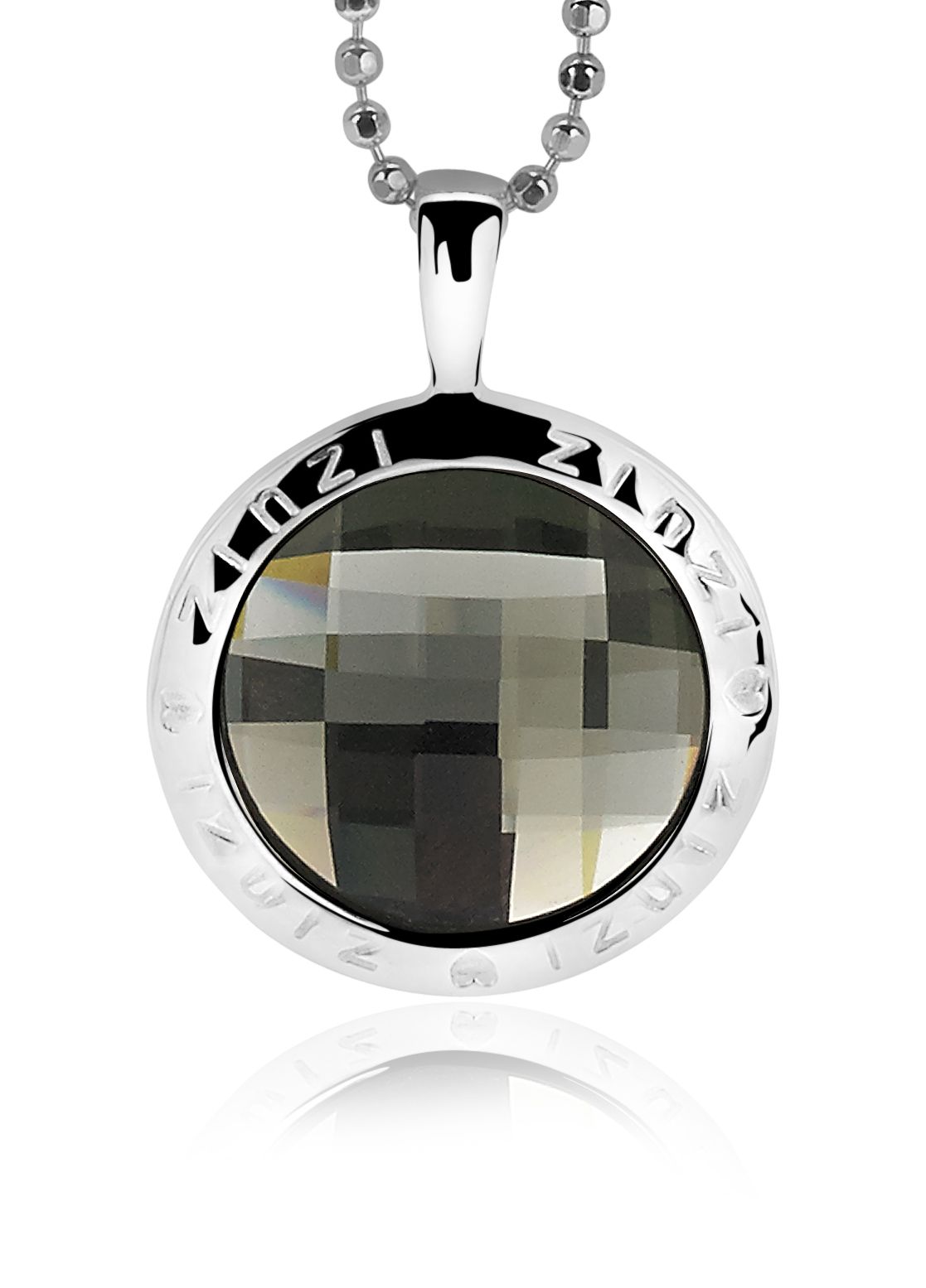 Zinzi silberner runder Anhänger 26mm schwarz Swarovski ZIH1054Z