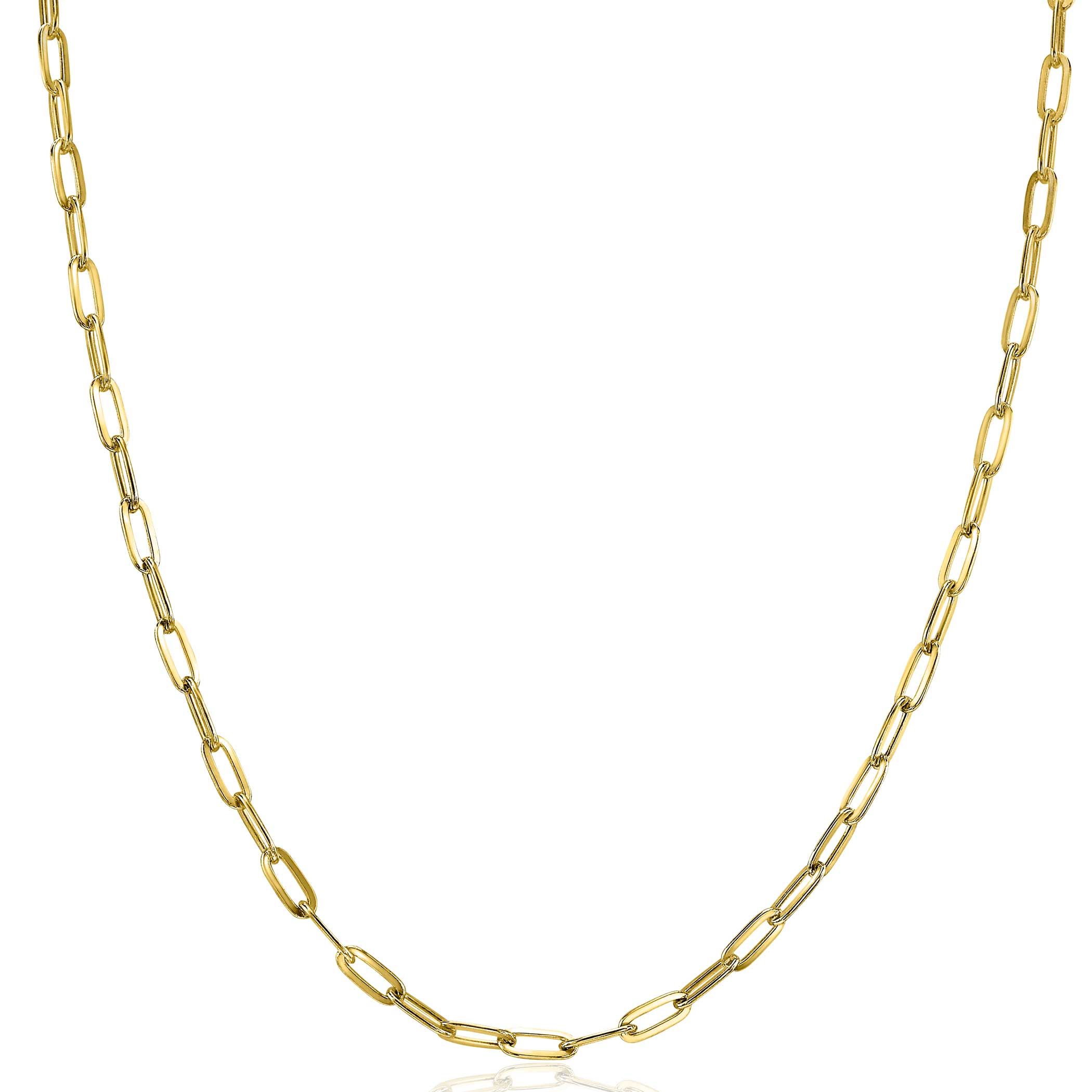 ZINZI silberne Kette 14K gelb vergoldet paperclip Glieder 2,7mm breit 45cm ZIC2150G