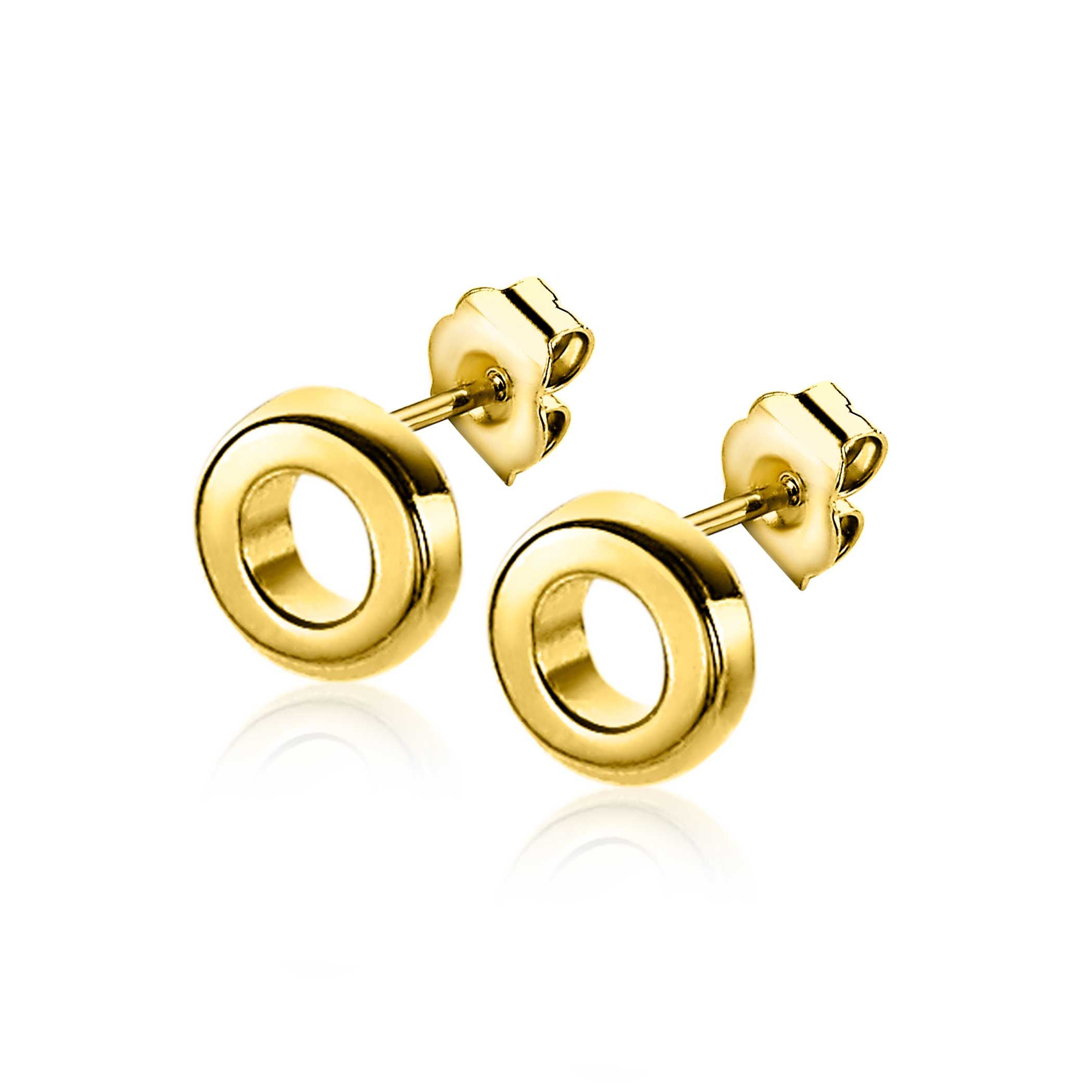 ZINZI silberne Ohstecker 14K gelb vergoldet 5mm offen rundje ZIO2168G