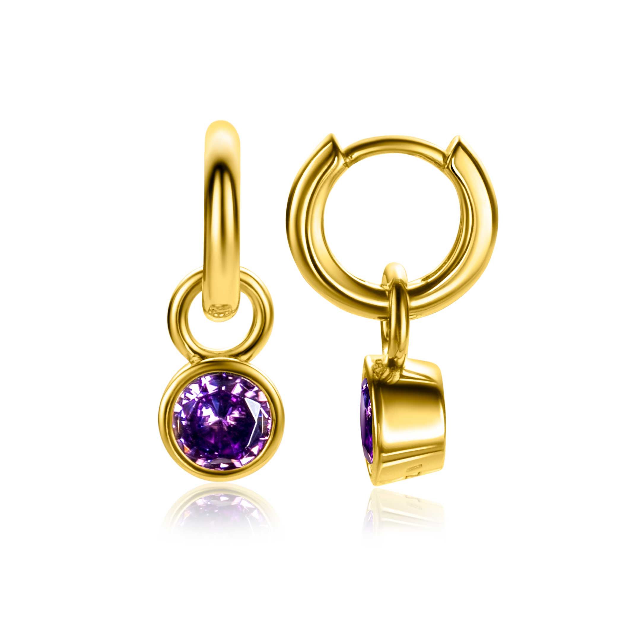 ZINZI zlv.oorbedels gg.verg. birthstones amethist cz