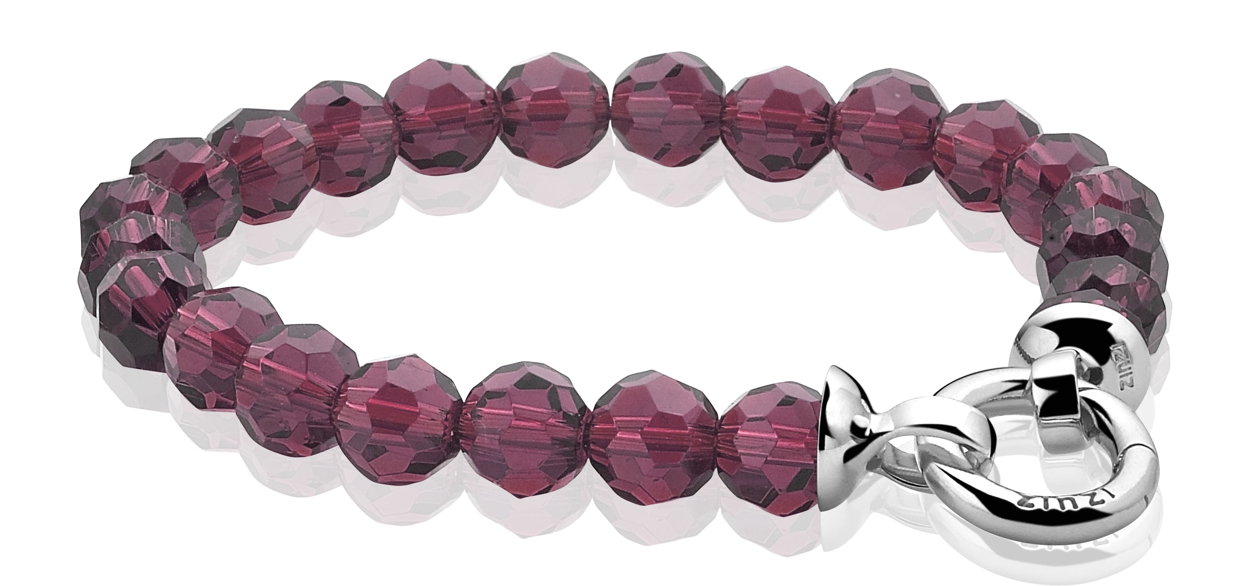 Zinzi silberne Perlenarmband violett mit Verschluss 20cm ZIA401PB-S