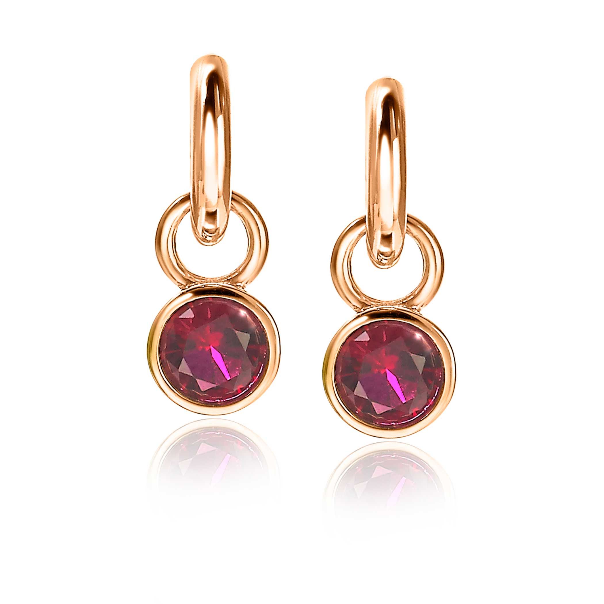 ZINZI silberne Ohrhänger rosé vergoldet 7mm rund dunkelrot ZICH1486RR