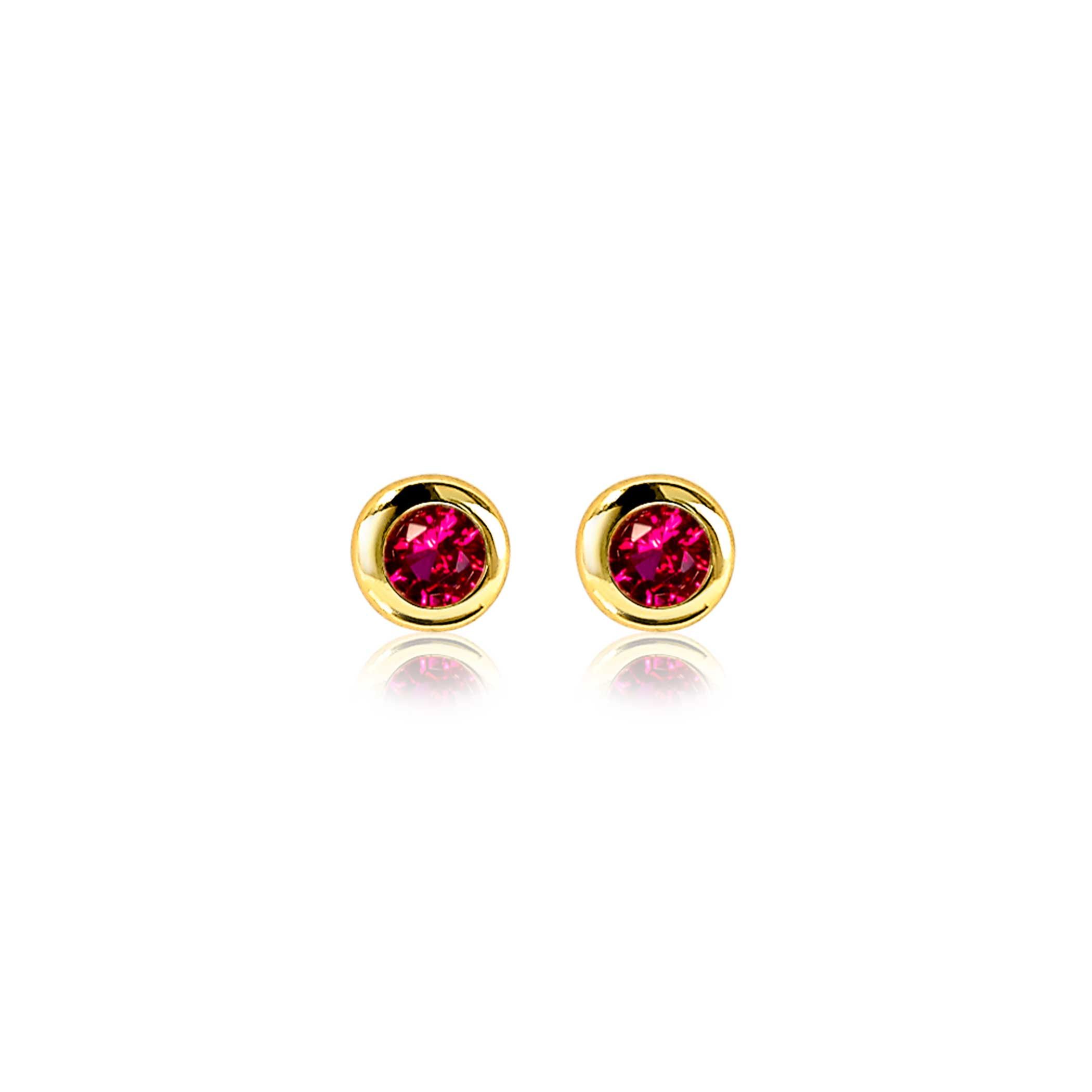 ZINZI zlv. oorknopjes gg.verg.birthstones robijn cz