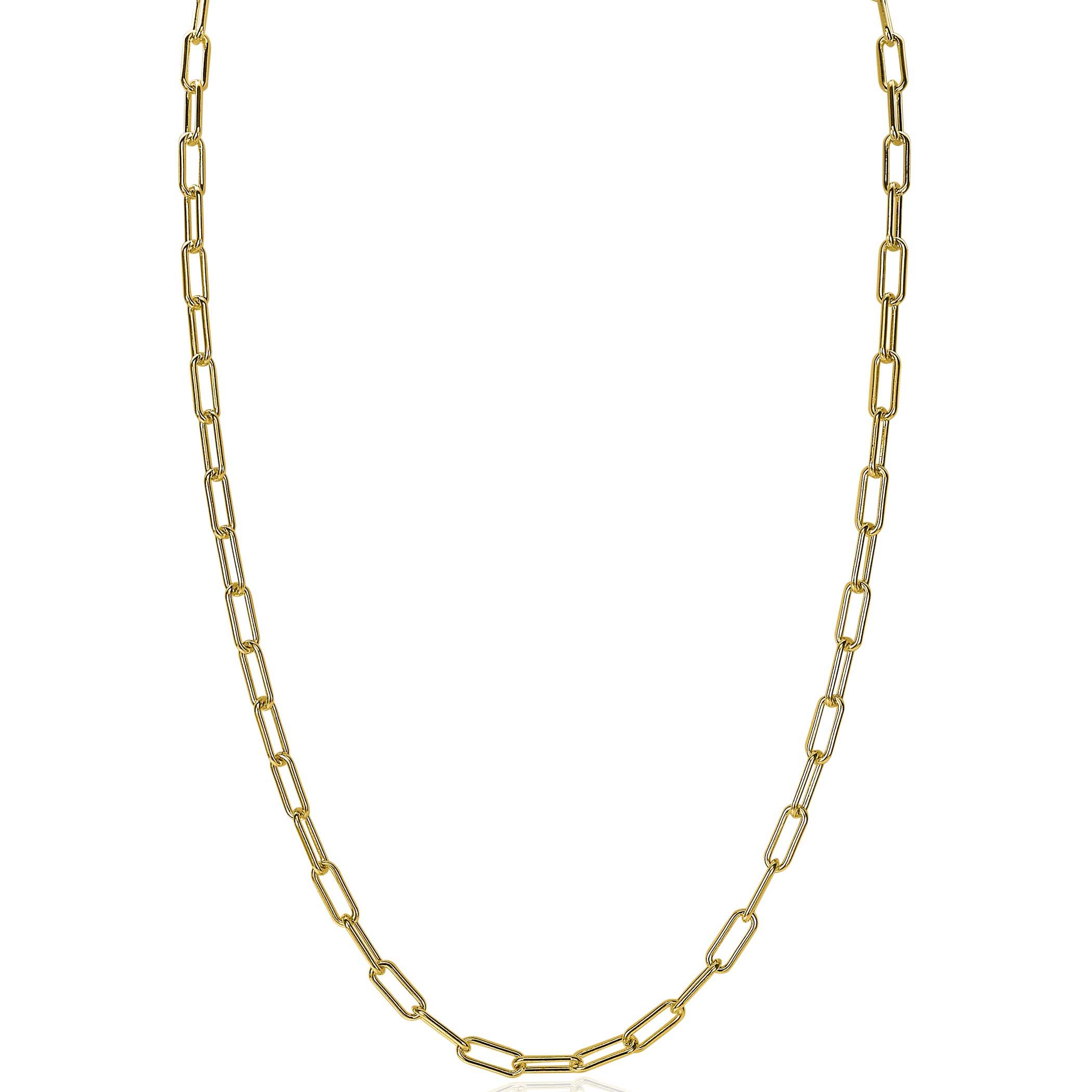 ZINZI silberne paperclip Glieder Kette 14K gelb vergoldet 45cm 3,5mm breit ZIC2202G