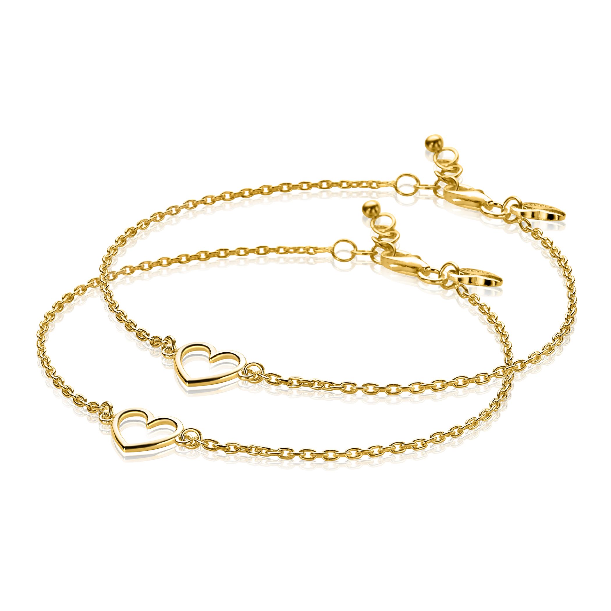 ZINZI 2er Set Silberarmbänder gelbvergoldet mit offenem Herz ZIA1420G-SET