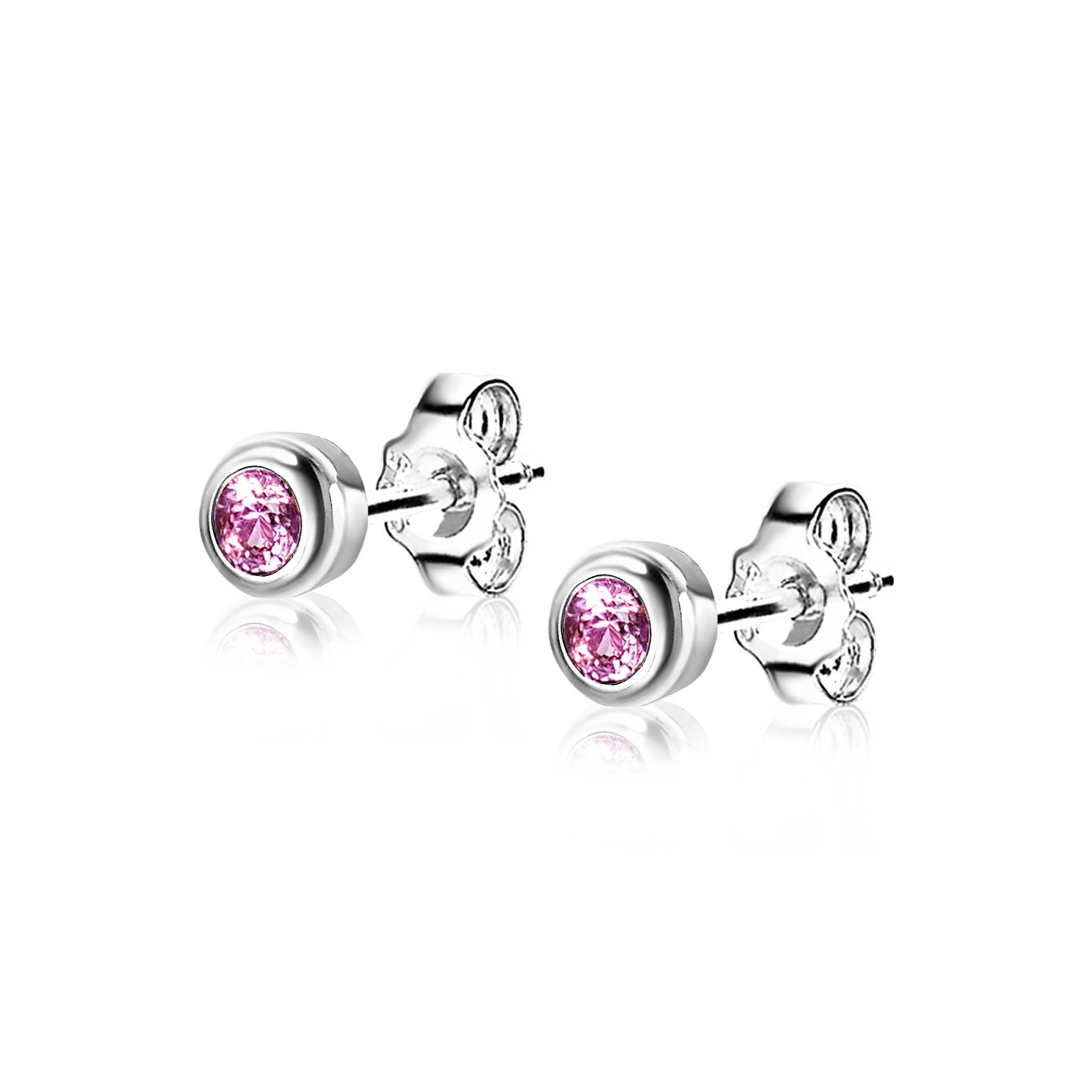 ZINZI zlv. oorkn.birthstones toermalijn cz