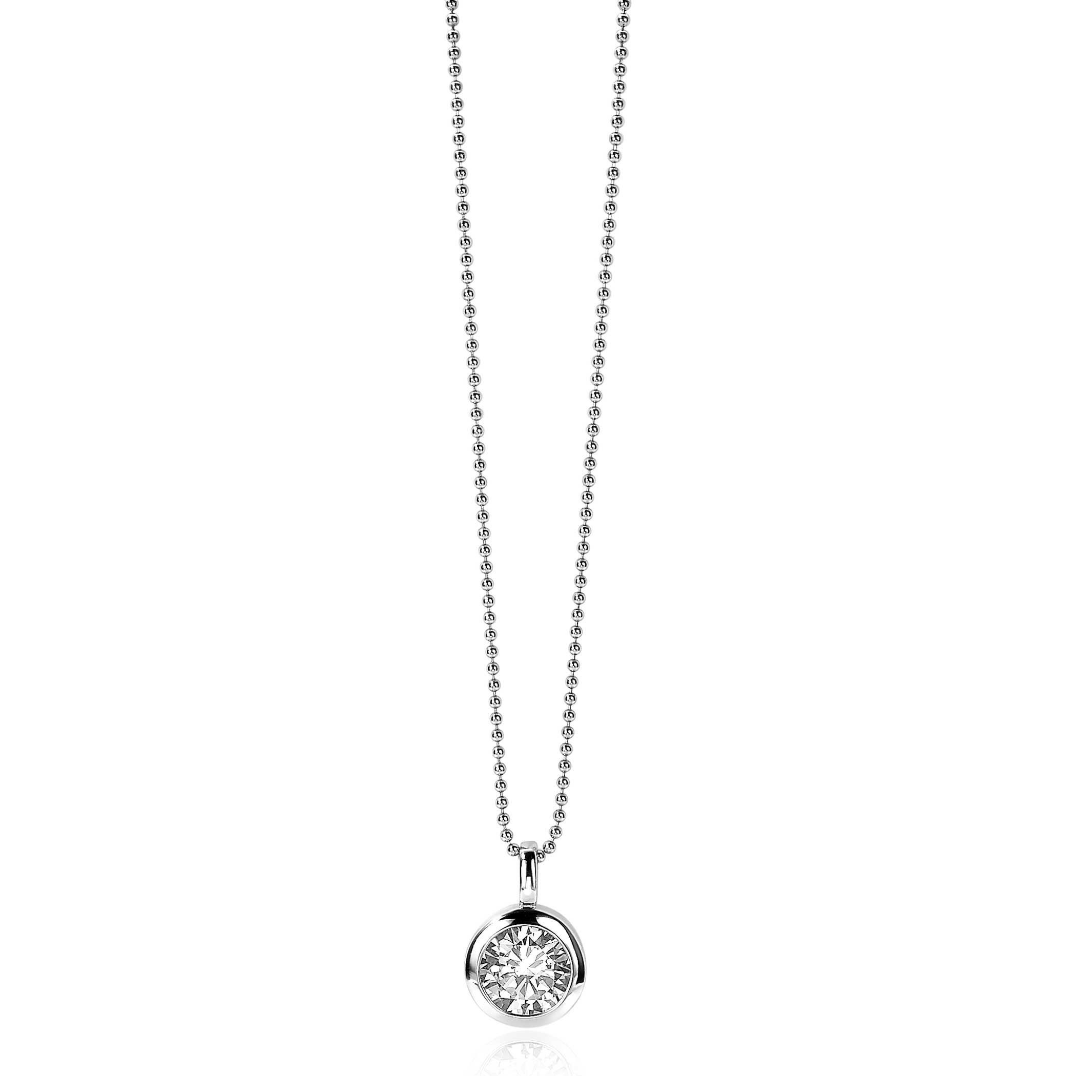 ZINZI silberner Anhänger 17mm rund  weiße Zirkonia ZIH1