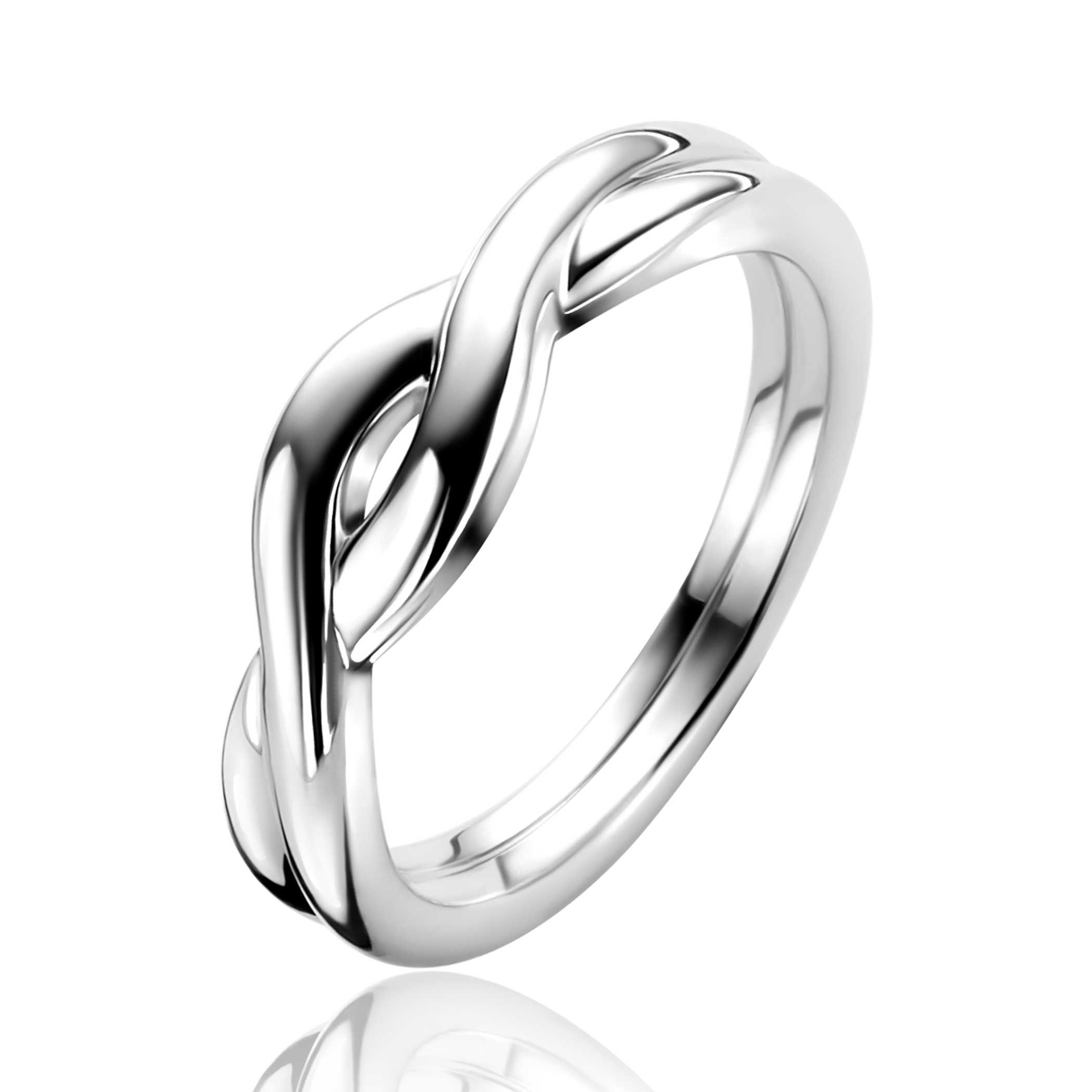 ZINZI Silberner Ring (6mm breit) mit zwei ineinander verschlungenen glatten Streifen ZIR2683