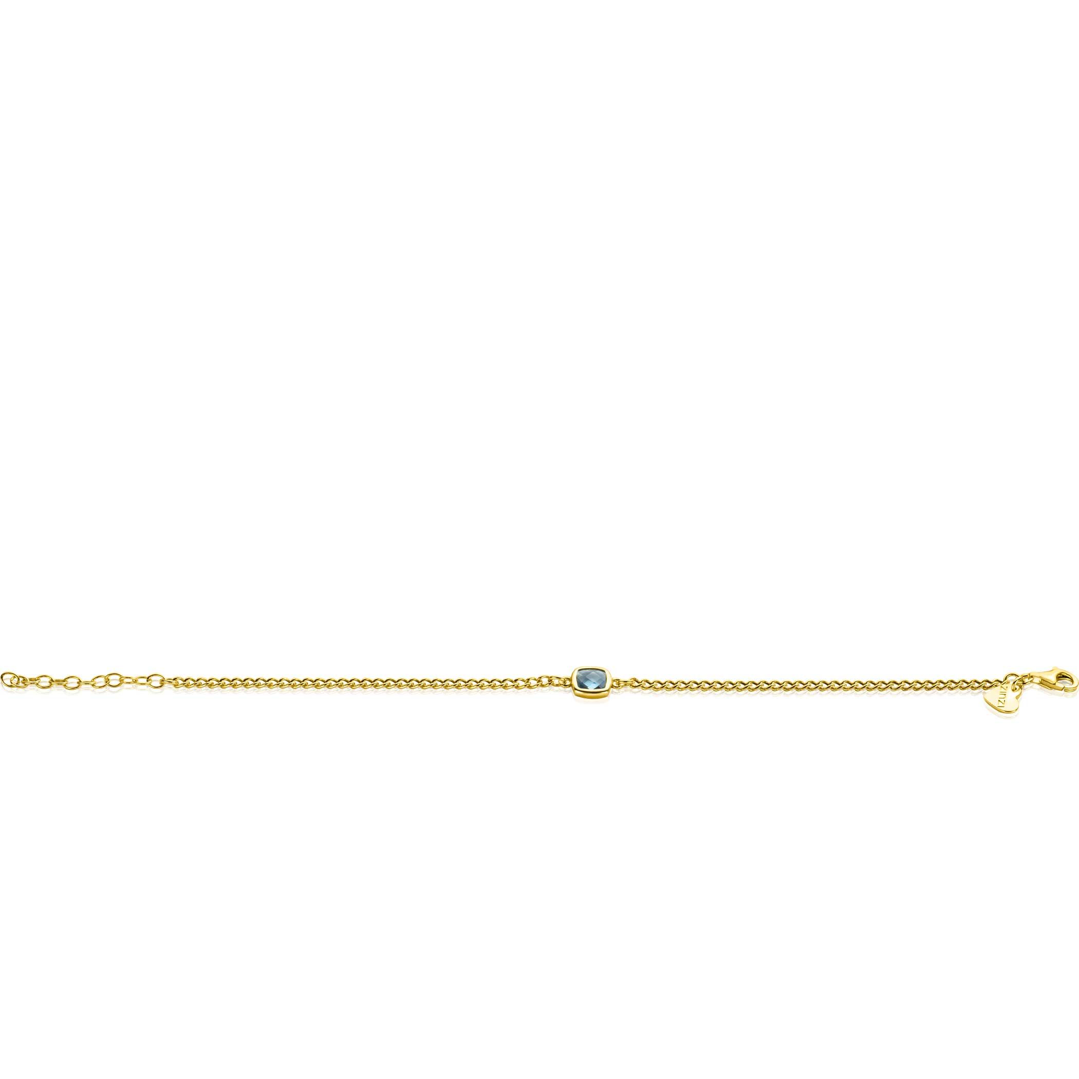 ZINZI zlv. armband gg.verg.grmt. met blauwe vk zirc.