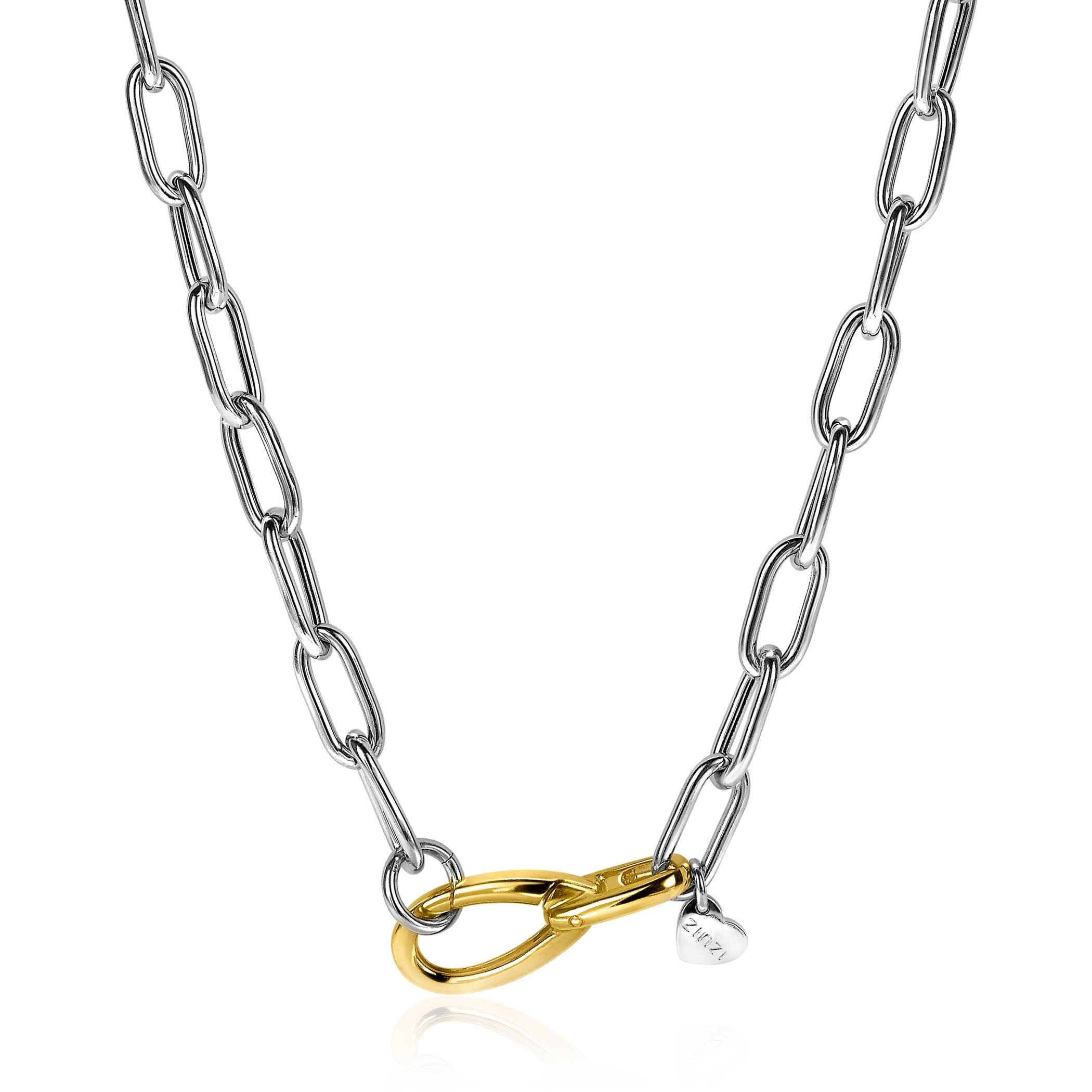 ZINZI silberne Luxus Halskette mit breite paperclip Glieder zweifarbig 43cm ZIC2106