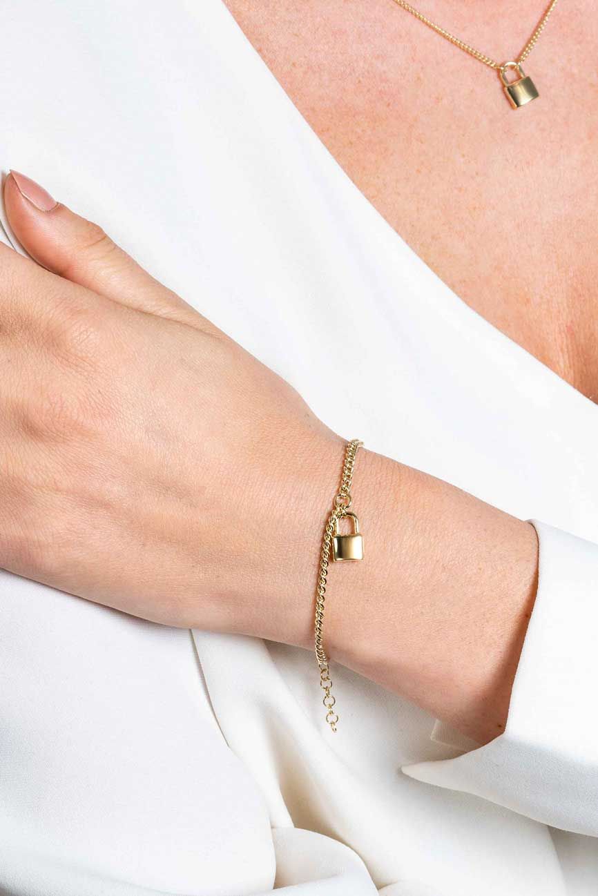 ZINZI zlv. armband gg.verg. grmt.met slotje hanger
