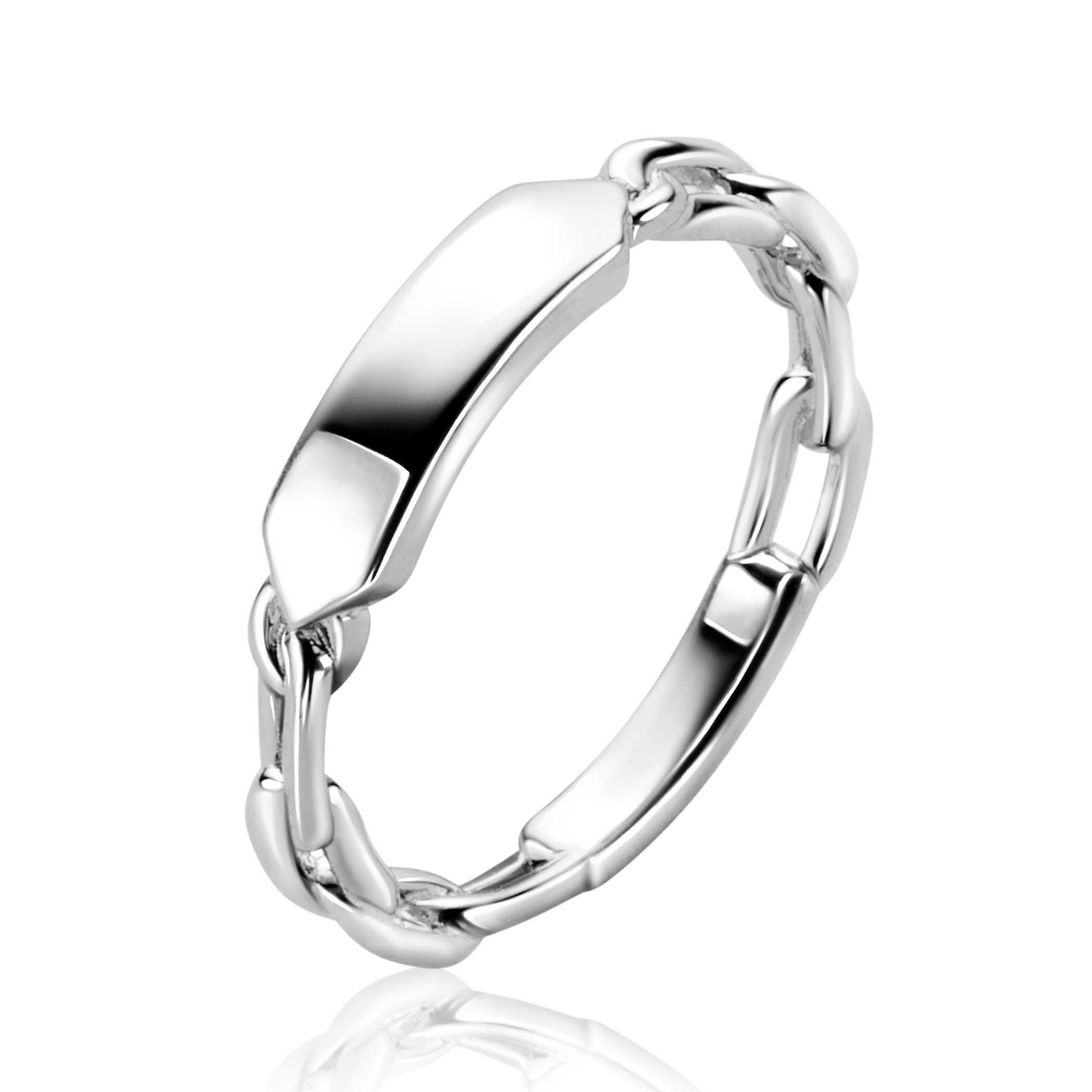 ZINZI zlv. ring paperclip met plaatje mt.56