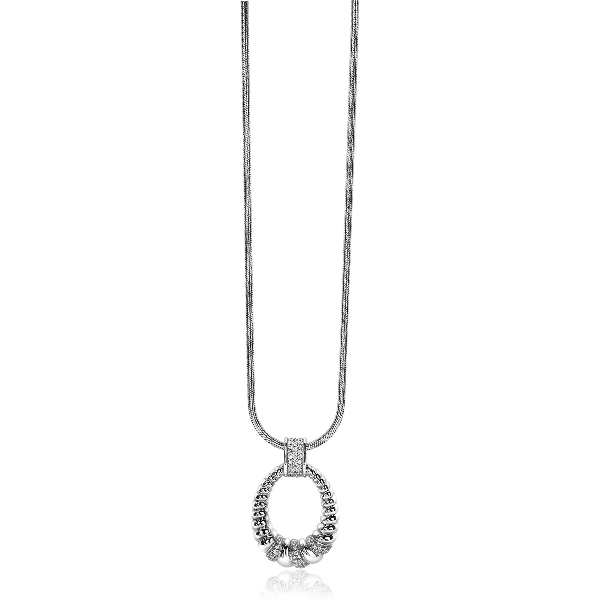 ZINZI silberner Anhänger ovale Form 30mm weiße Zirkonias ZIH1966