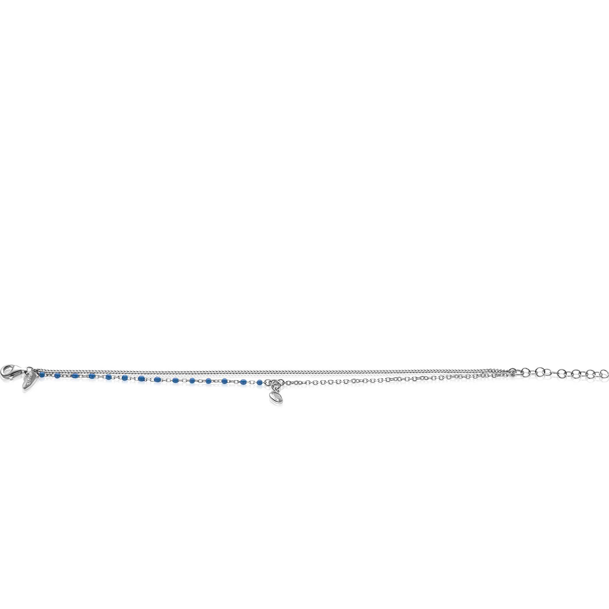 ZINZI zlv. 2x armband grmt.en blauwe bolletjes zirc