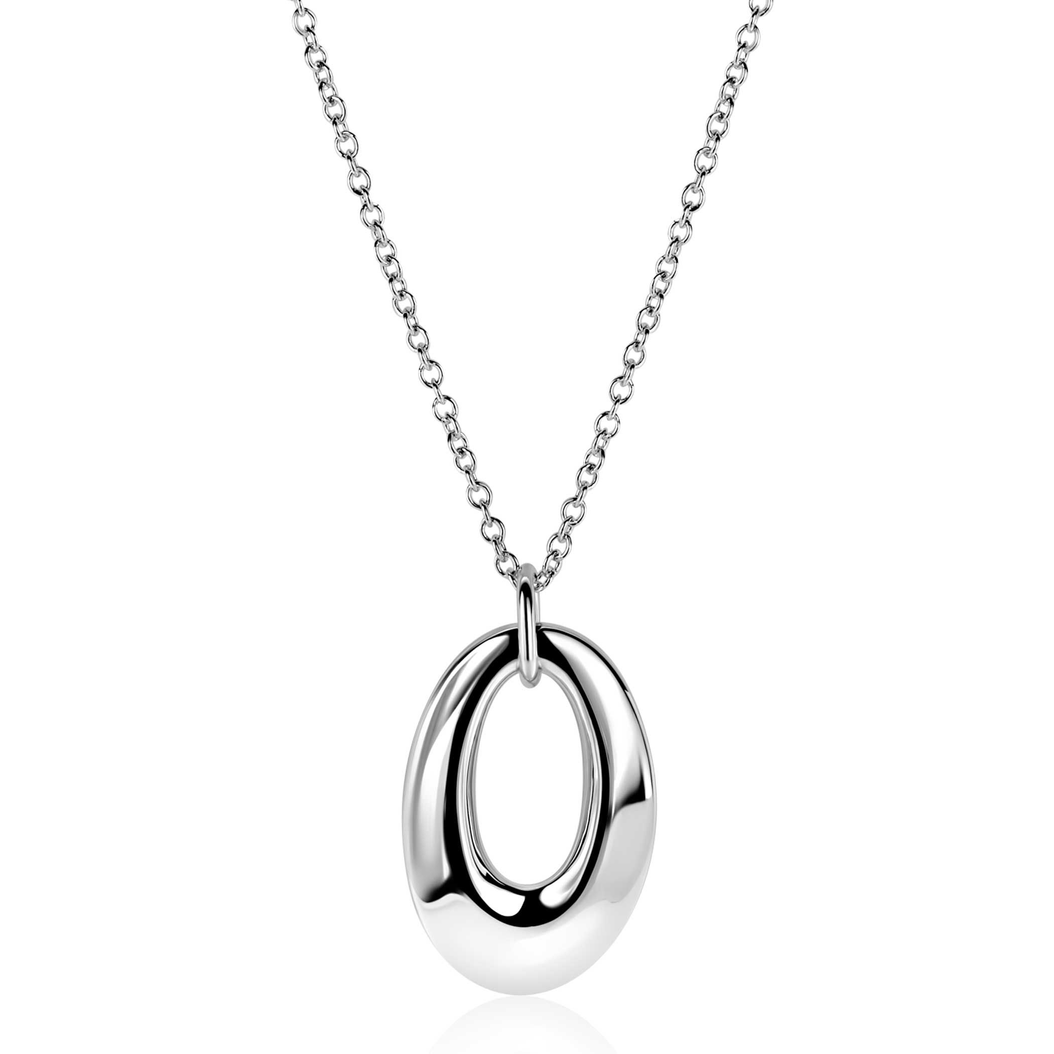 ZINZI zlv. collier met open ovale hanger